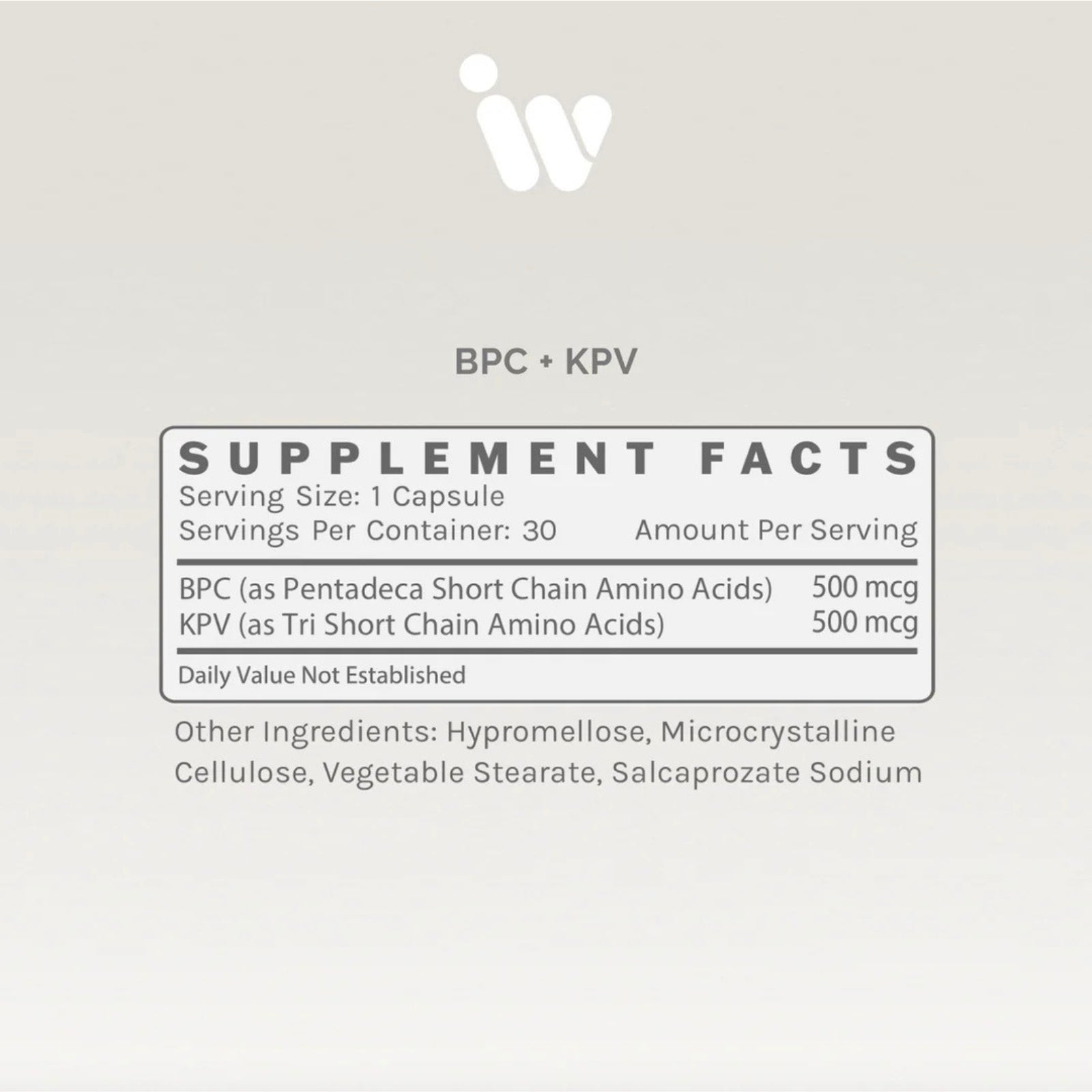 Infiniwell, BPC + KPV, 30 Capsules UPC 608870574418 | Hilife Vitamins