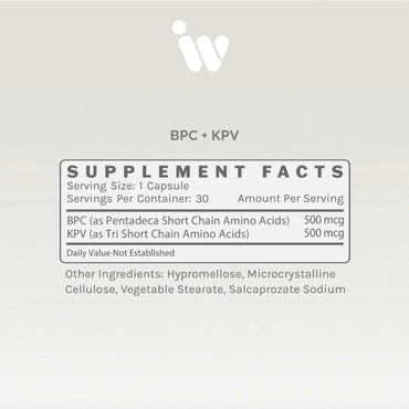 Infiniwell, BPC + KPV, 30 Capsules UPC 608870574418 | Hilife Vitamins