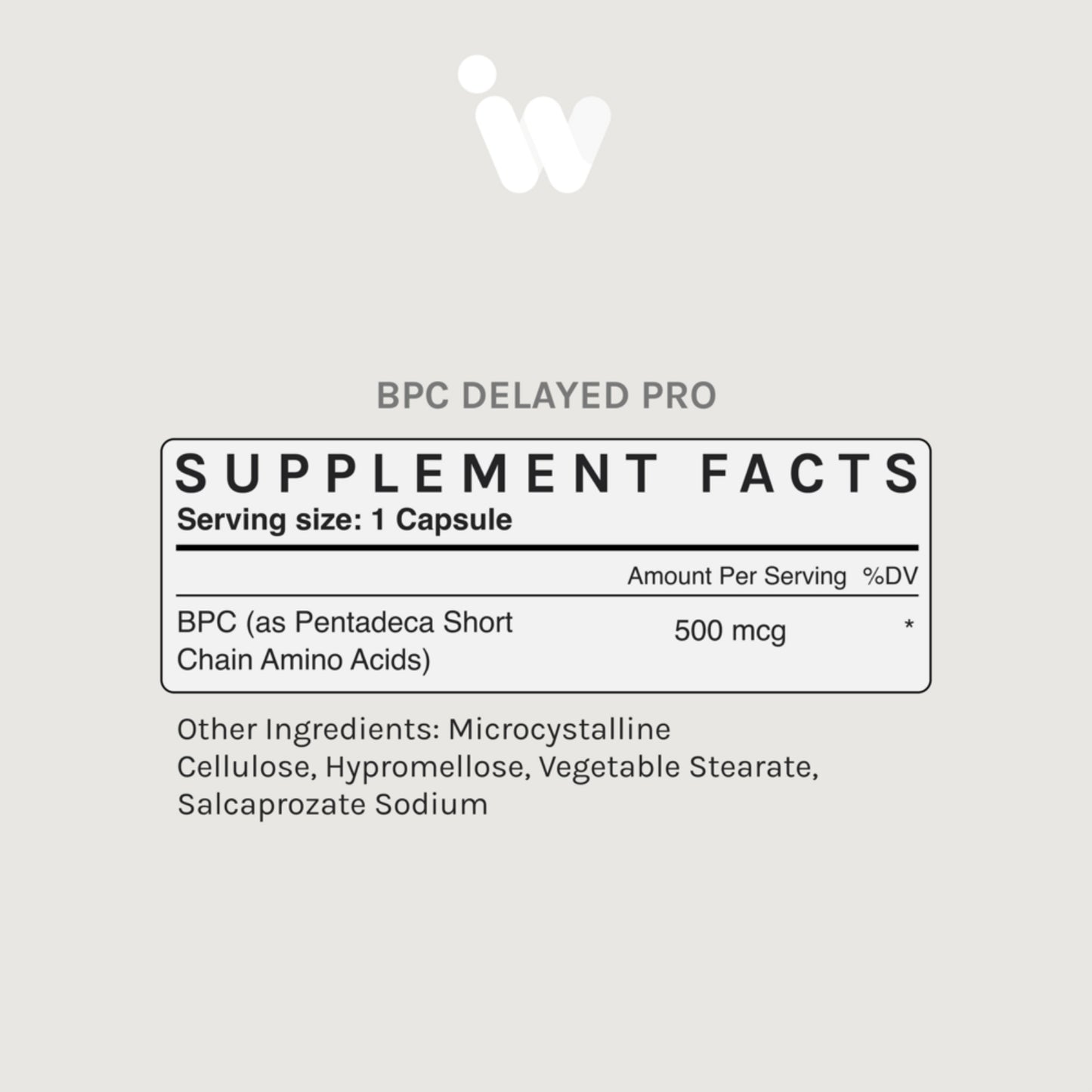 Infiniwell, BPC-157, Delayed Pro, 500 mcg, 60 Capsules UPC 608870601107 | HiLife Vitamins