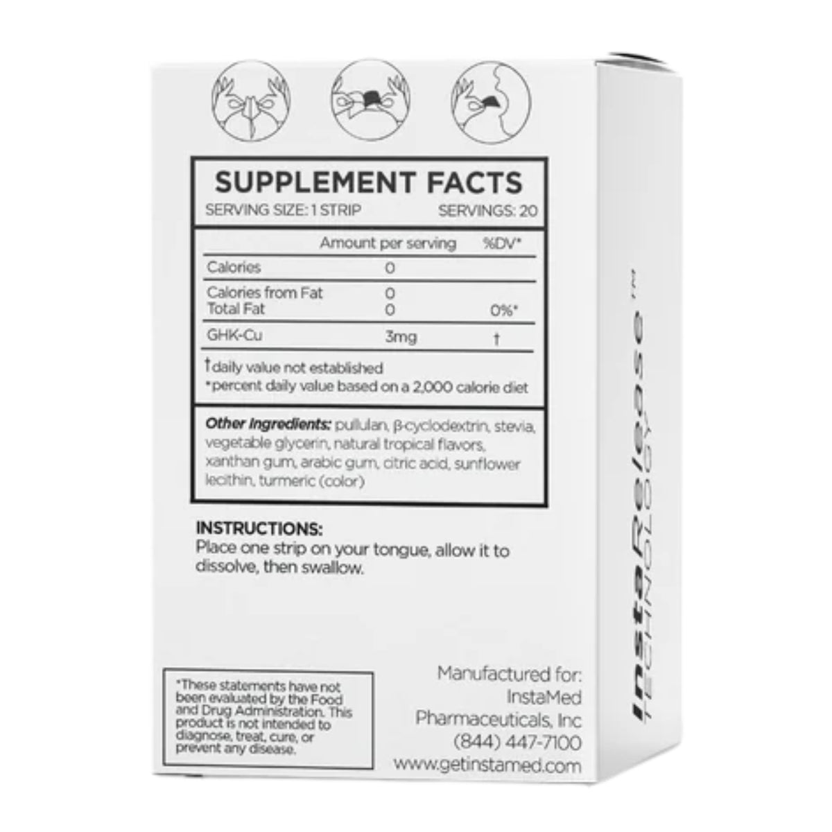 Instamed, GHK-Cu Sublingual Peptides, 20 Strips UPC 850022457920 | Hilife Vitamins