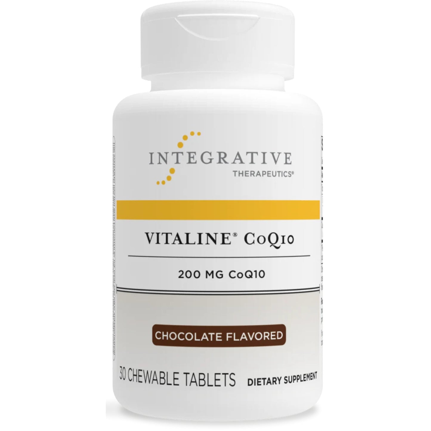 Integrative Therapeutics, Vitaline® CoQ10 (200mg), Chocolate Flavored, 30 Chewable Tablets UPC 871791000377 | HiLife Vitamins