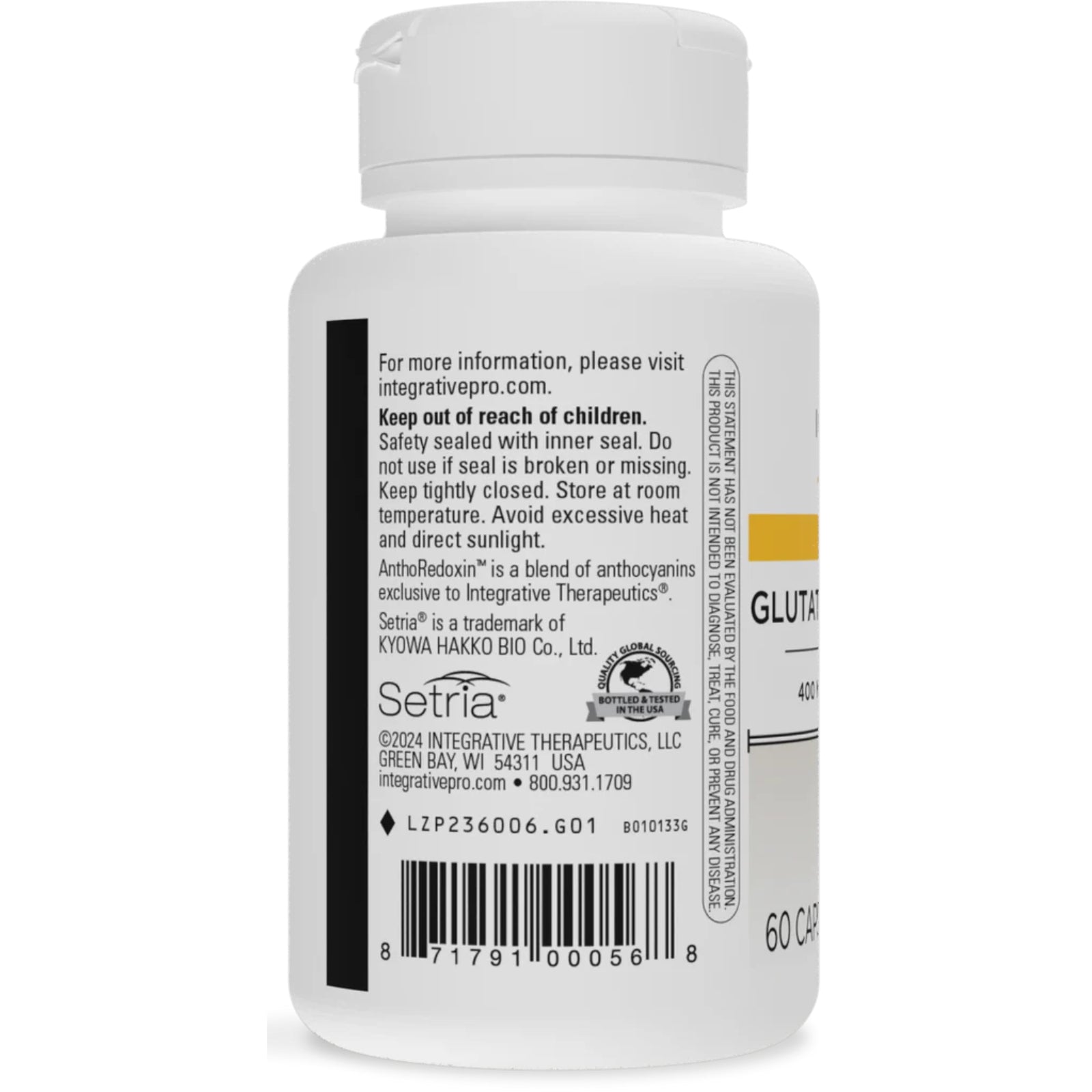 Integrative Therapeutics, Glutathione Cell Defense, 60 Capsules UPC 871791000568 | HiLife Vitamins