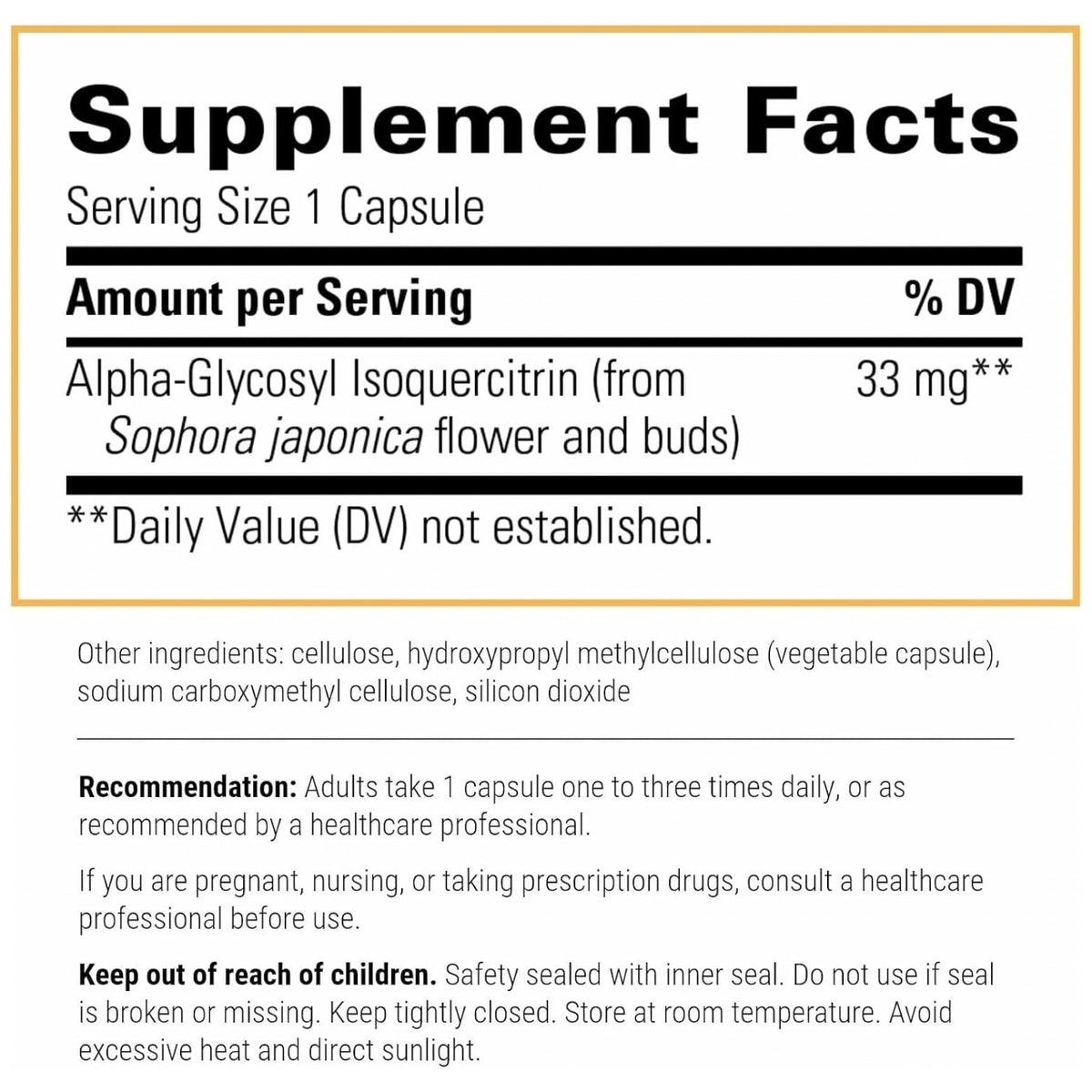 Integrative Therapeutics, Alpha-Glycosyl Isoquercitrin, 60 Capsules UPC 871791100039 | Hilife Vitamins