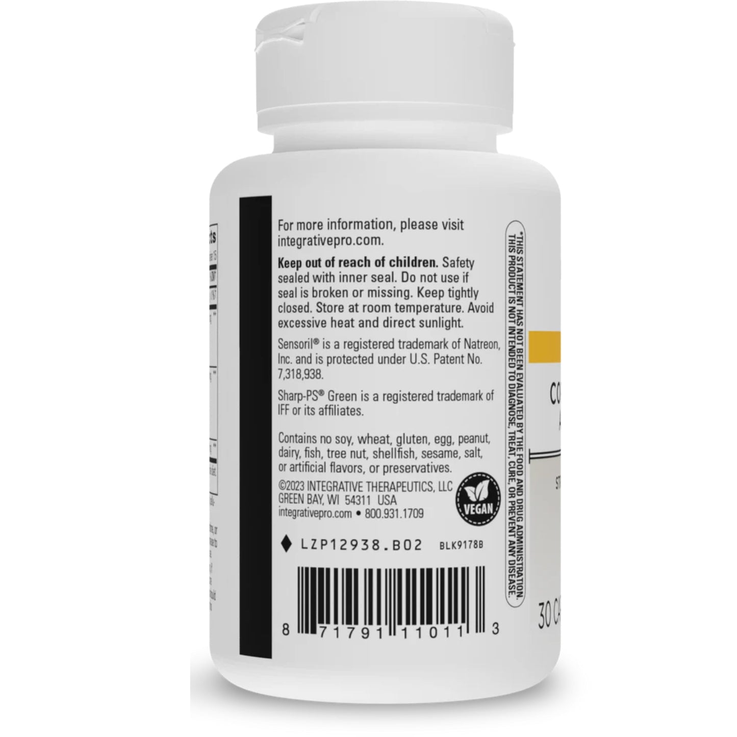 Integrative Therapeutics, Cortisol Manager® Allergen Free, 30 Capsules UPC 871791110113 | HiLife Vitamins