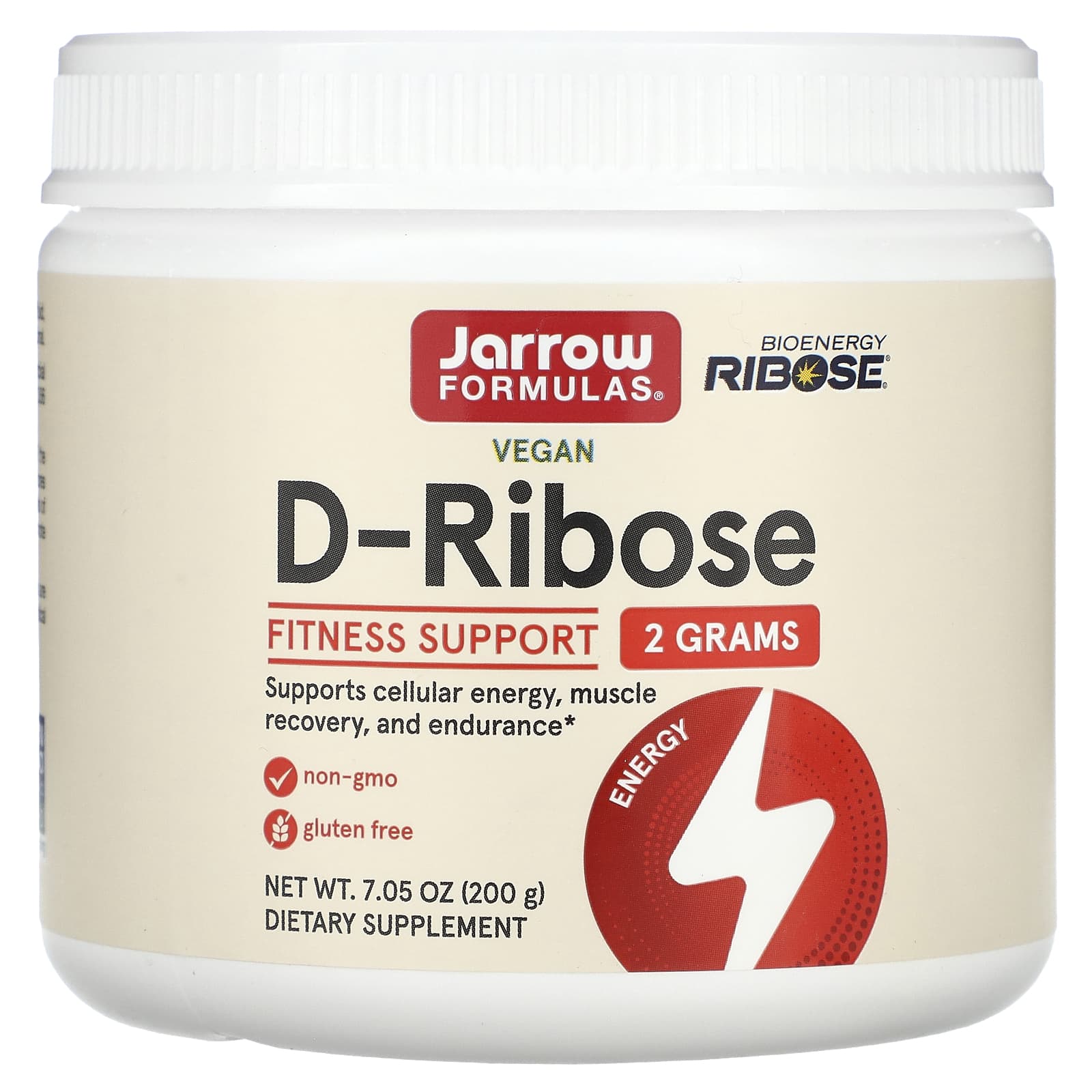 Jarrow Formulas, D-Ribose Powder, 200 GM UPC 790011010302 | HiLife Vitamins