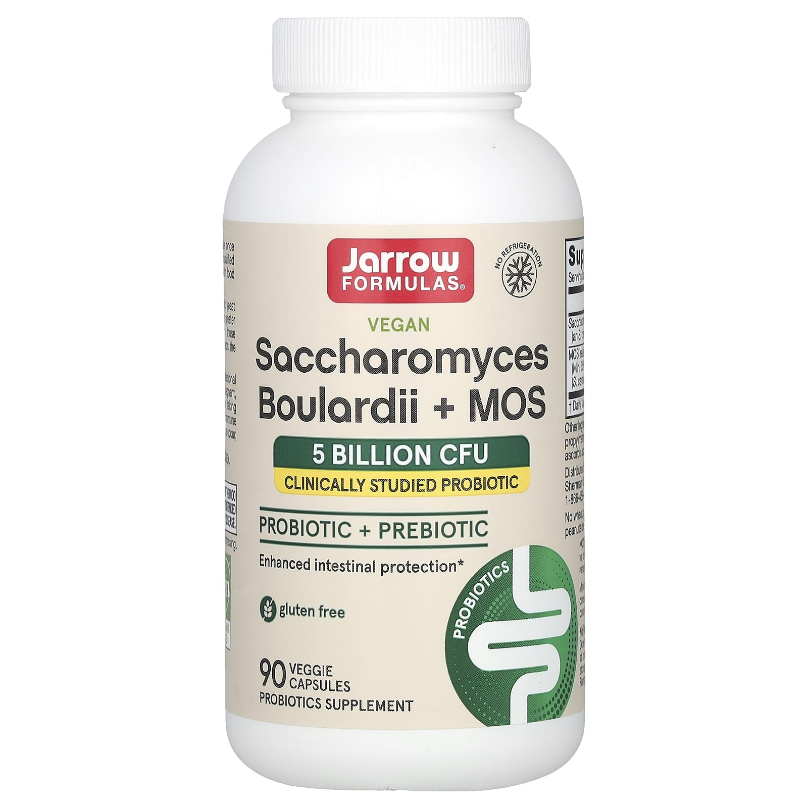 Jarrow Formulas, Saccharomyces Boulardii Plus MOS, 5 Bil, 90 Veggie Caps UPC 790011030041 | HiLife Vitamins