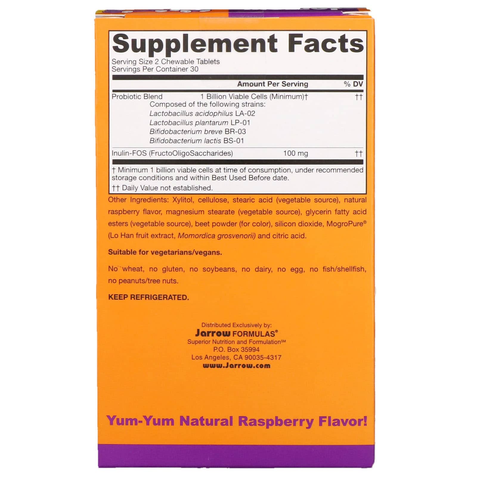 Jarrow Formulas, Yum-Yum Dophilus Sugar-Free!, Natural R, 60 Tablets UPC 790011030218 | HiLife Vitamins