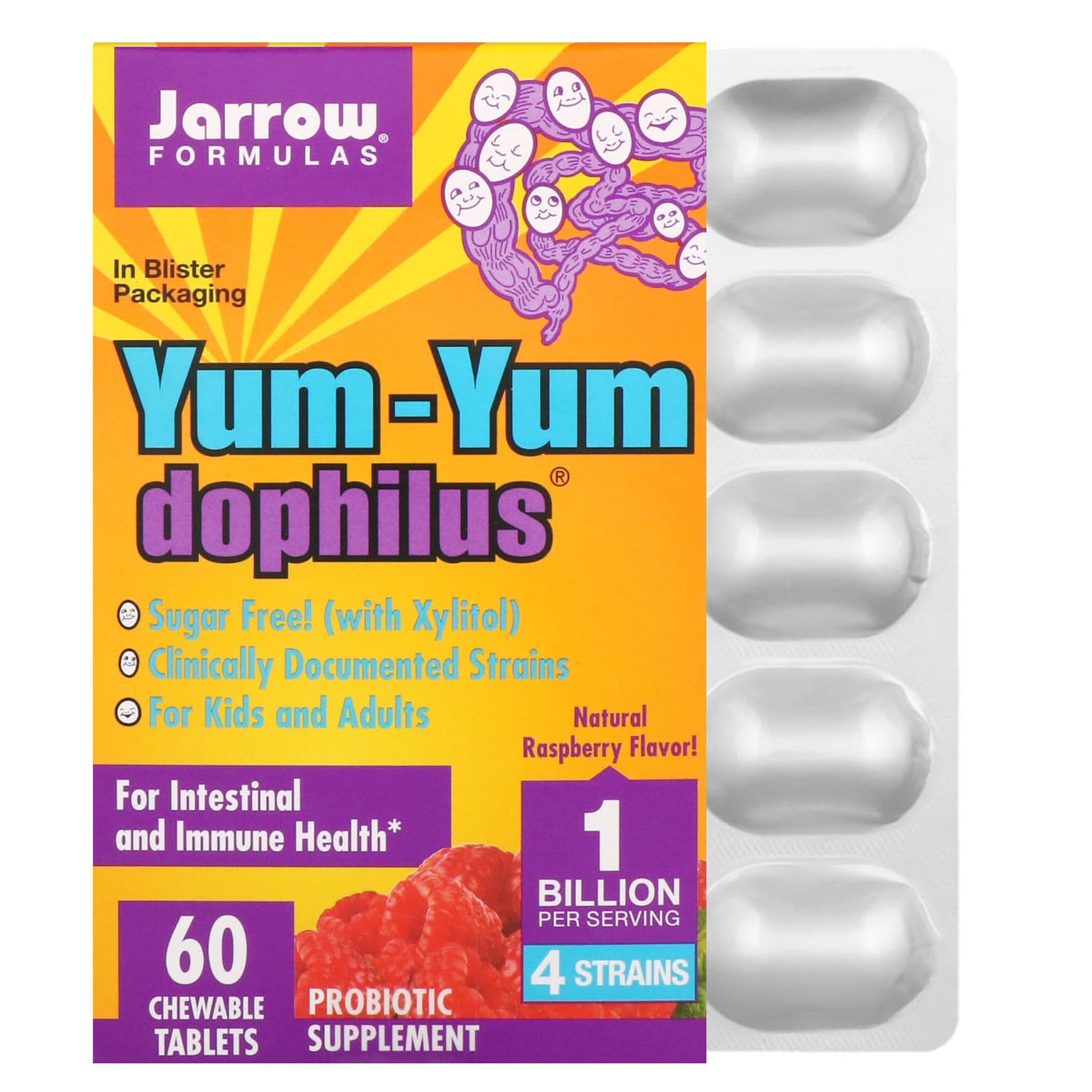 Jarrow Formulas, Yum-Yum Dophilus Sugar-Free!, Natural R, 60 Tablets UPC 790011030218 | HiLife Vitamins