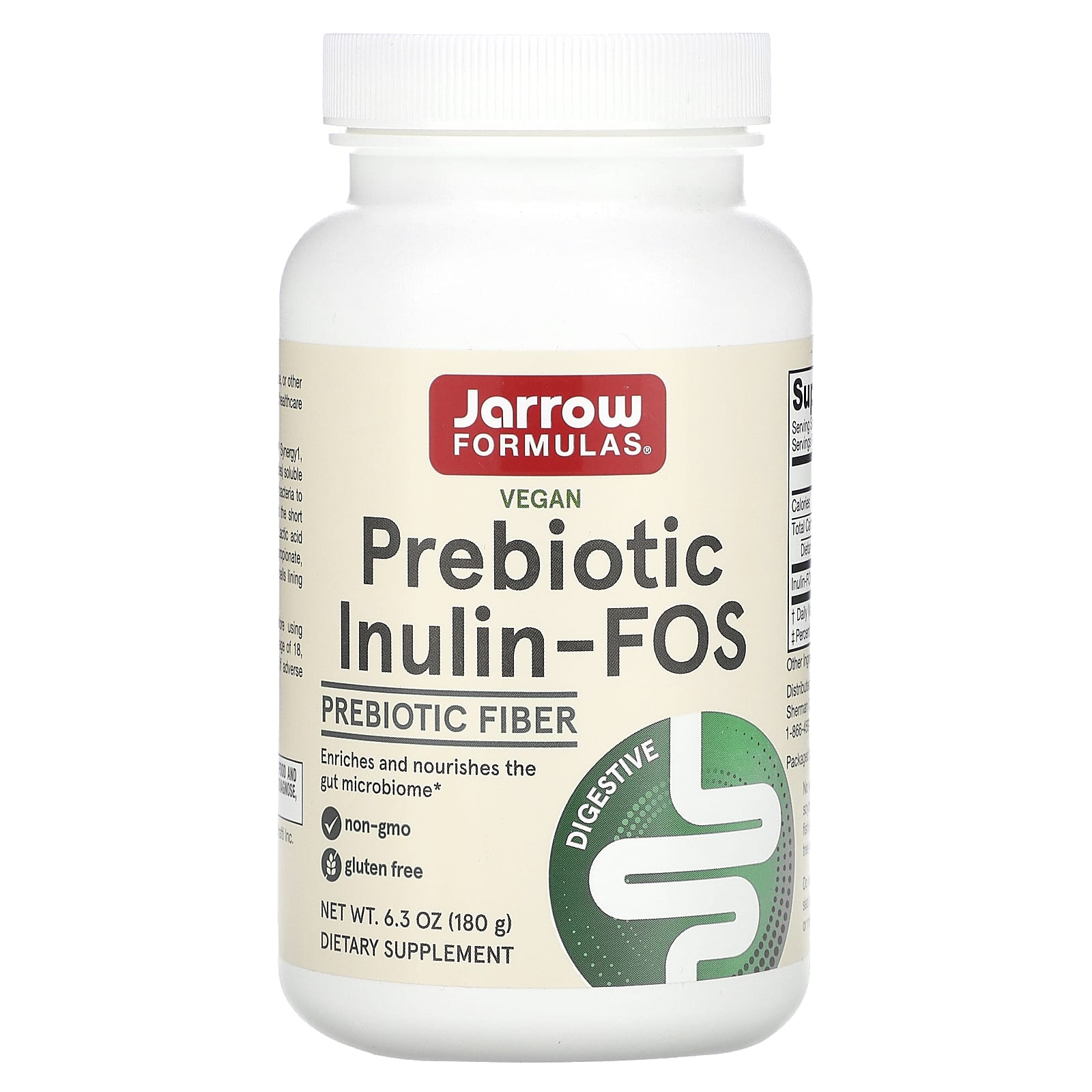 Jarrow Formulas, Prebiotic Inulin-FOS Powder, 180 GM UPC 790011030256 | HiLife Vitamins