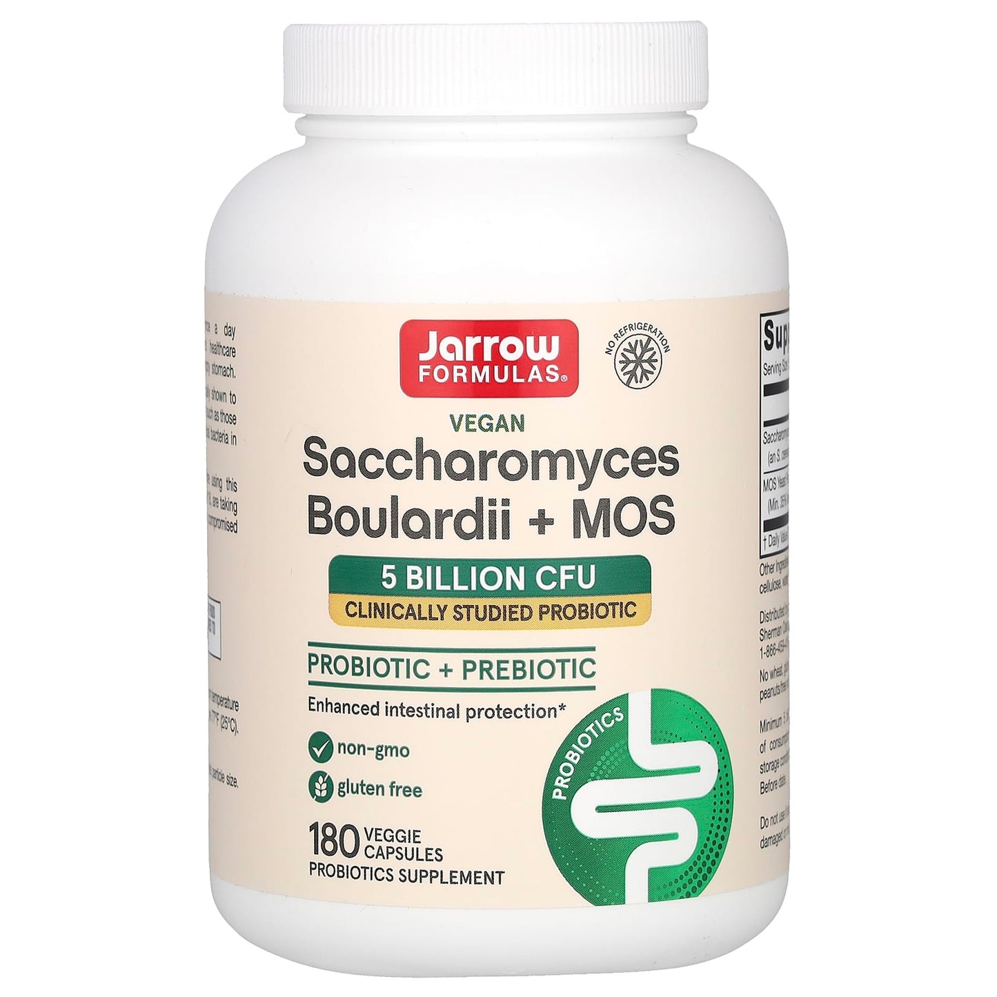 Jarrow Formulas, Saccharomyces Boulardii Plus MOS, 5 Bil, 180 Veggie Caps UPC 790011030294 | HiLife Vitamins