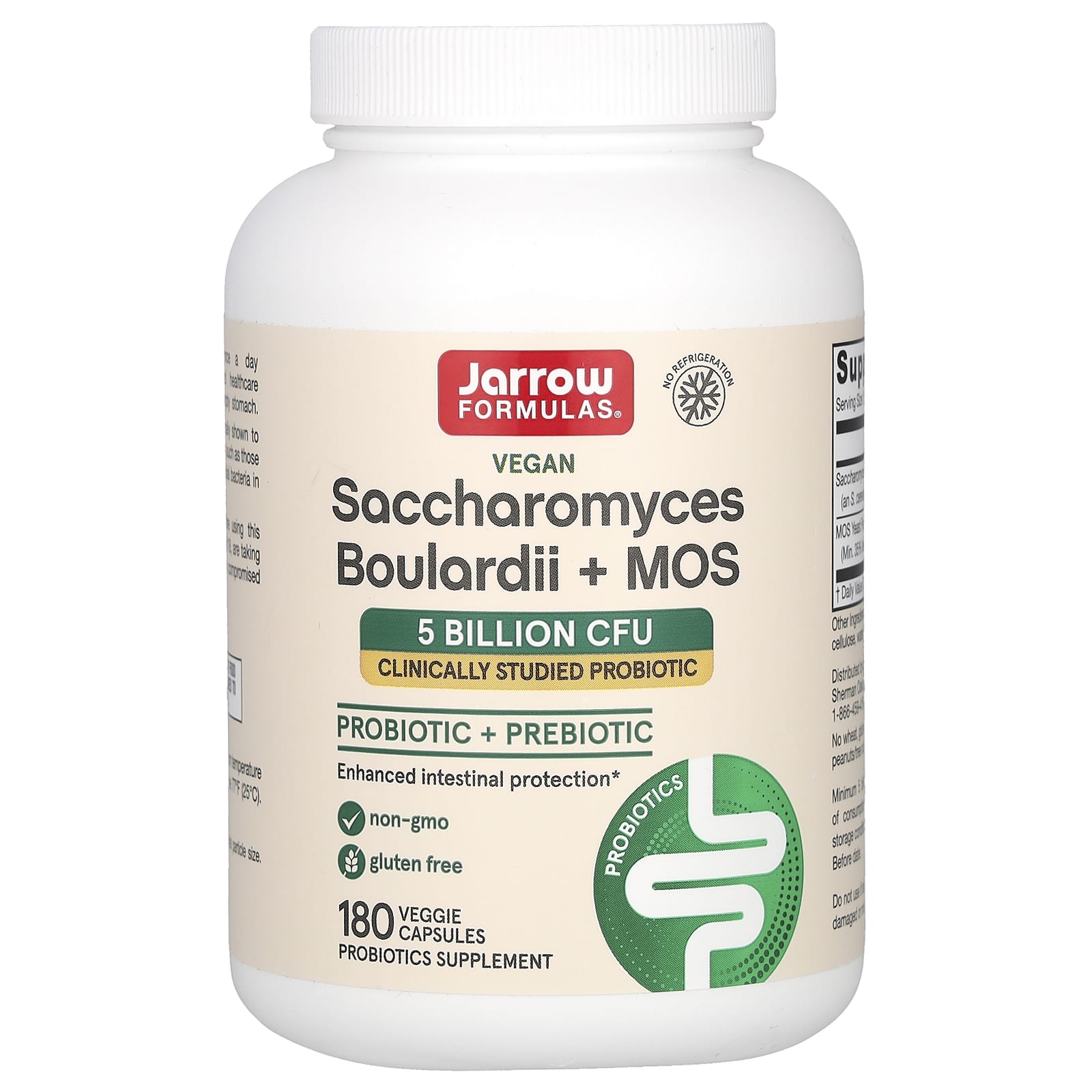 Jarrow Formulas, Saccharomyces Boulardii Plus MOS, 5 Bil, 180 Veggie Caps UPC 790011030294 | HiLife Vitamins