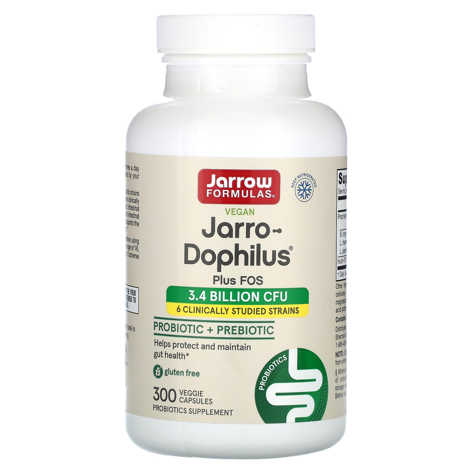 Jarrow Formulas, Jarro-Dophilus+Fos - Value Size, 300 Capsules UPC 790011030324 | HiLife Vitamins