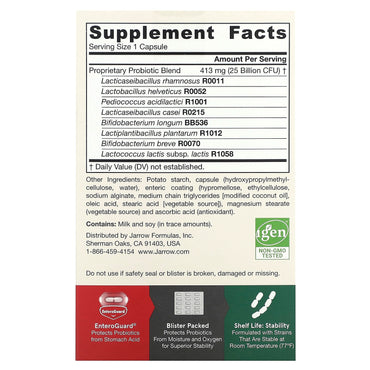 Jarrow Formulas, Jarro-Dophilus EPS, 25 Billion CFU, 30 Veggie Caps UPC 790011030409 | HiLife Vitamins
