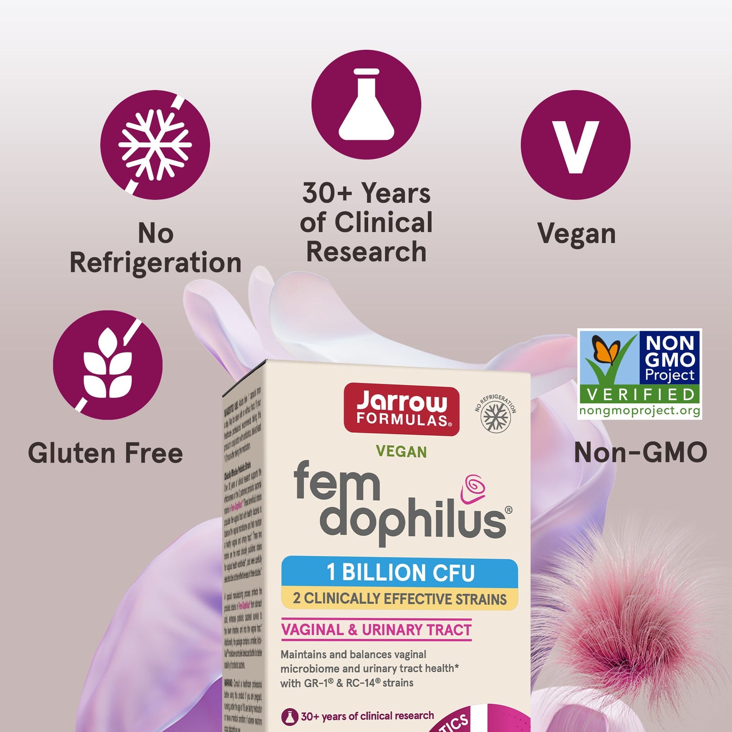 Jarrow Formulas, Fem-Dophilus Shelf Stable, 60 Veggie Caps UPC 790011030423 | HiLife Vitamins