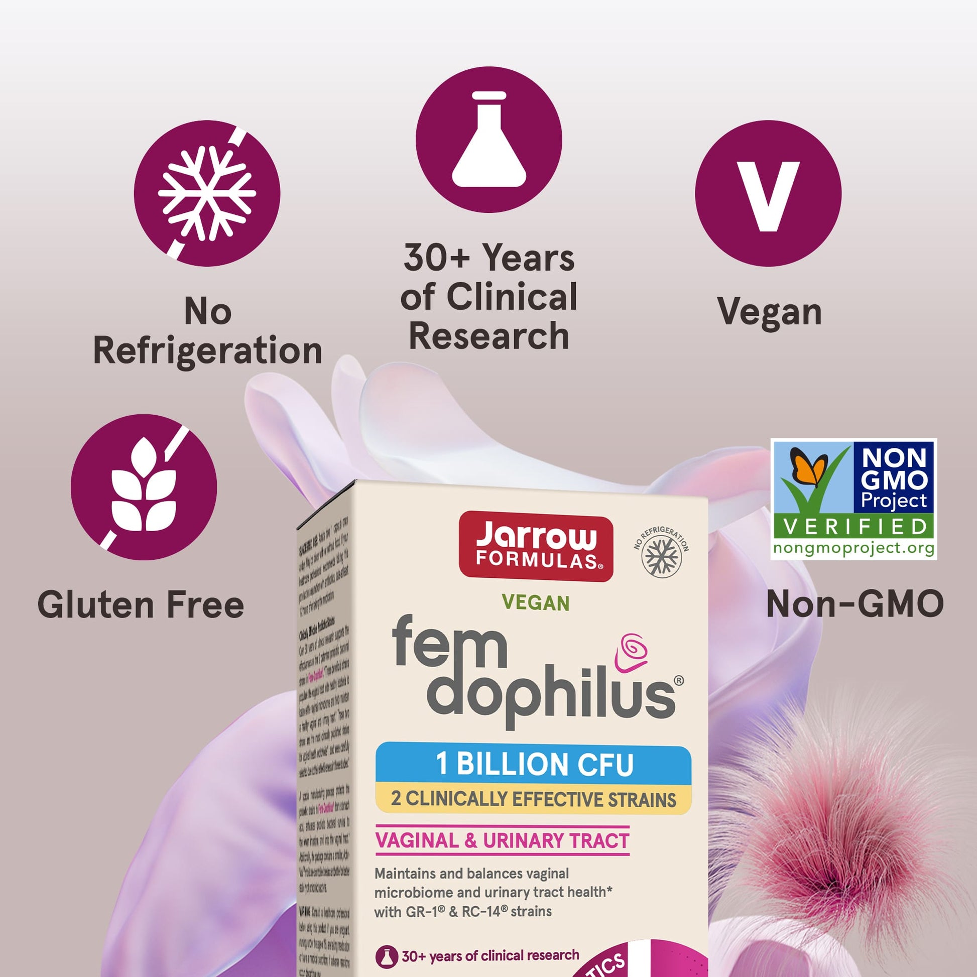 Jarrow Formulas, Fem-Dophilus Shelf Stable, 60 Veggie Caps UPC 790011030423 | HiLife Vitamins
