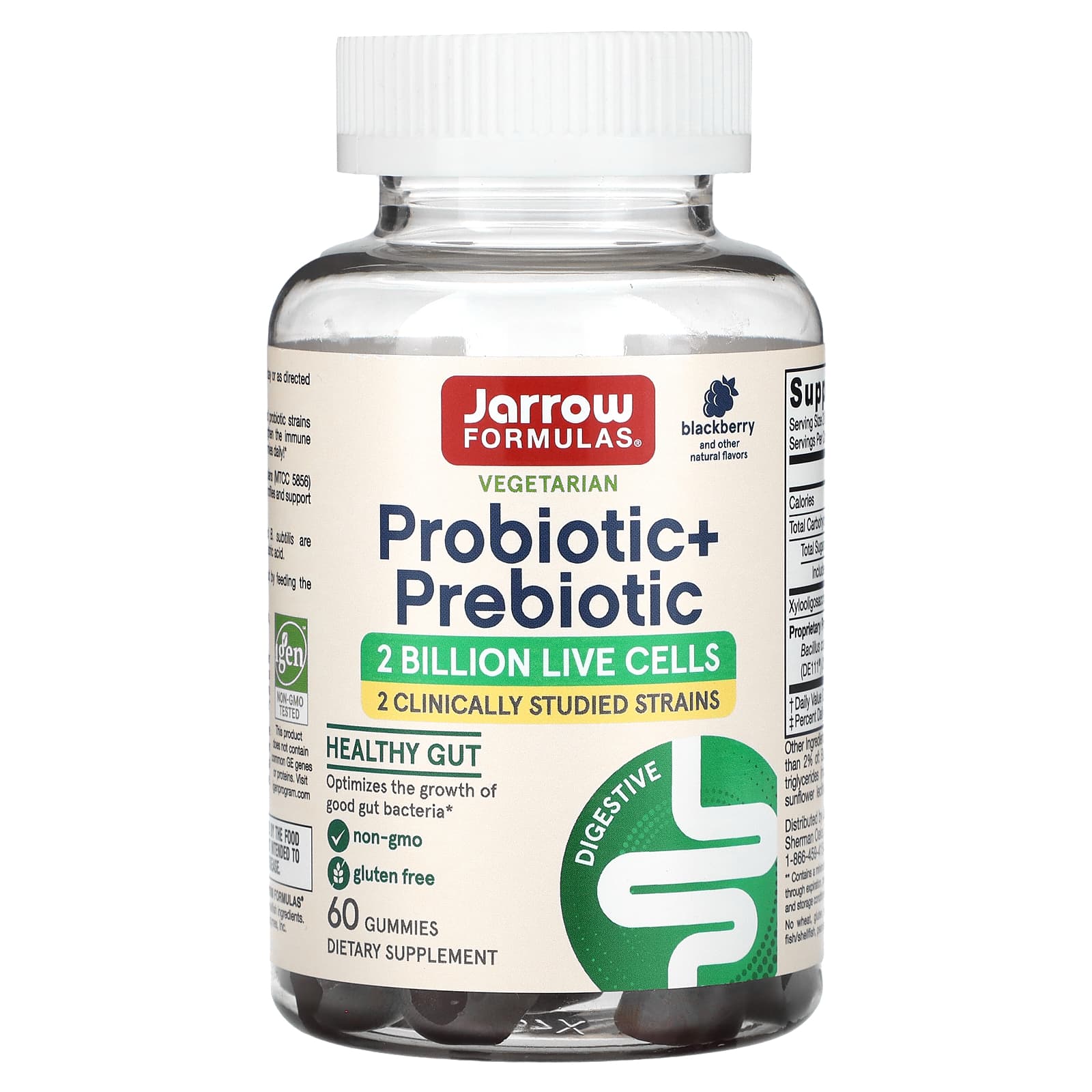 Jarrow Formulas, Probiotic + Prebiotic, Blackberry Flavor, 60 Gummies UPC 790011037101 | HiLife Vitamins