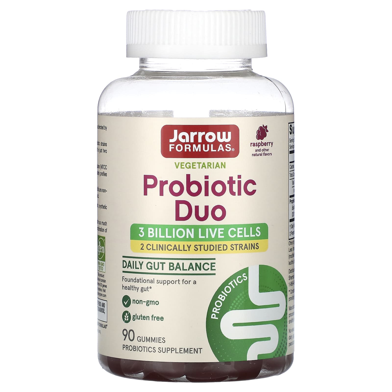 Jarrow Formulas, Probiotic Duo, Raspberry, 3 Billion, 90 Gummies UPC 790011037125 | HiLife Vitamins