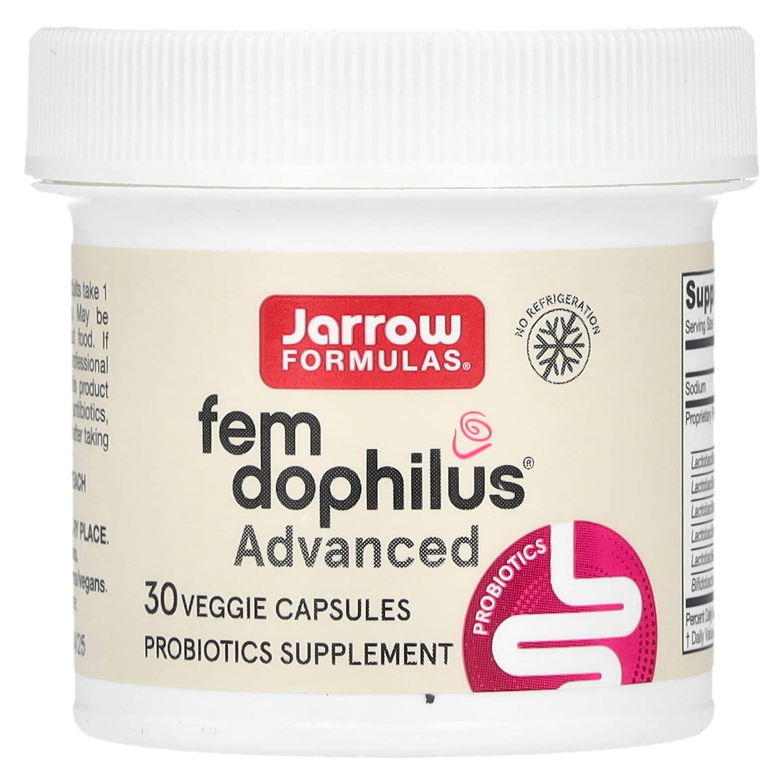 Jarrow Formulas, Vegan Fem Dophilus, Advanced, 10 Billion CFU (250 mg), 30 Veggie Capsules UPC 790011037354 | Hilife Vitamins