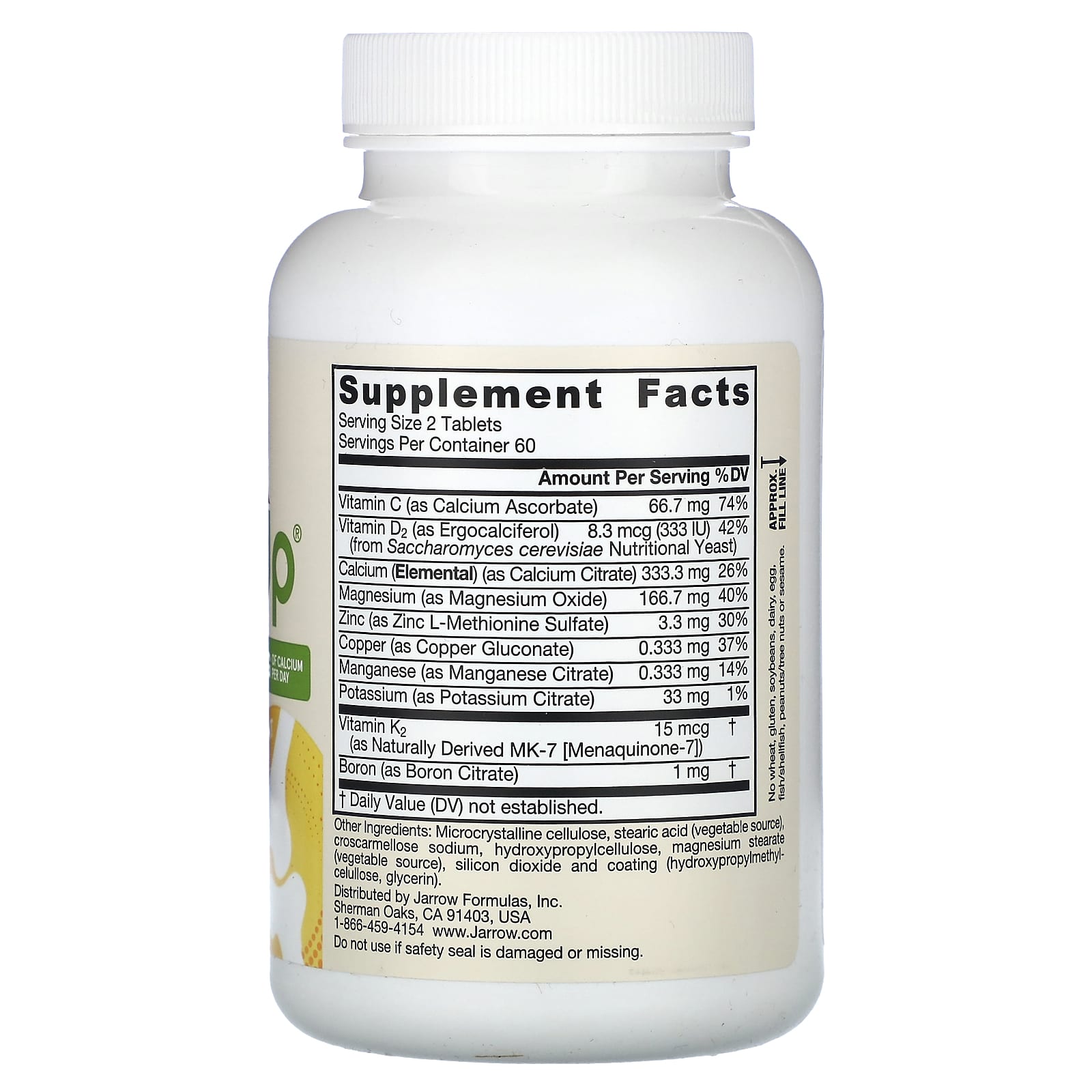 Jarrow Formulas, Vegetarian Bone-Up, 120 Tablets UPC 790011040026 | HiLife Vitamins
