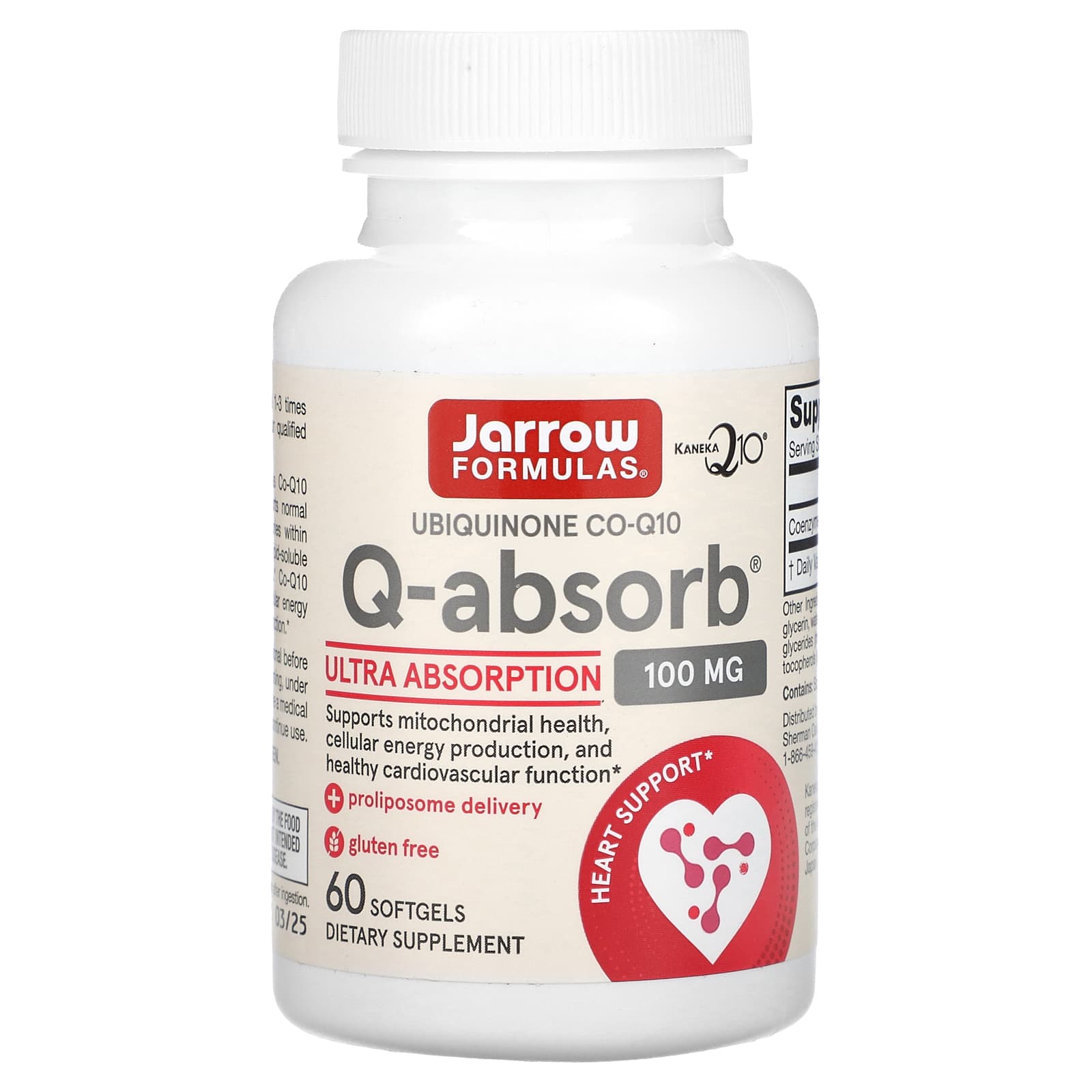 Jarrow Formulas, Q-absorb Co-Q10, 100 mg, 60 Softgels UPC 790011060123 | HiLife Vitamins