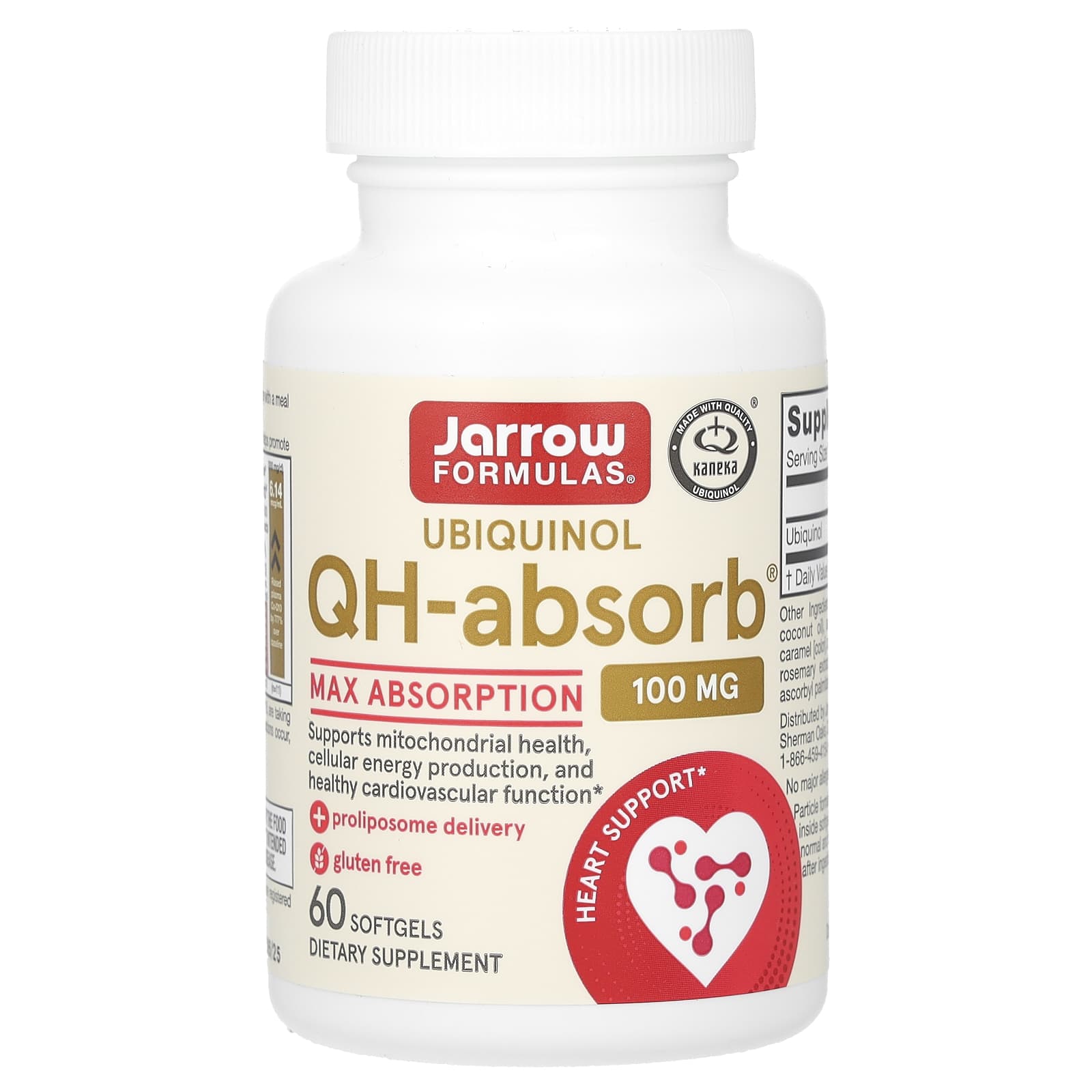 Jarrow Formulas, Ubiquinol, QH-Absorb, 100 mg, 60 Softgels UPC 790011060192 | HiLife Vitamins
