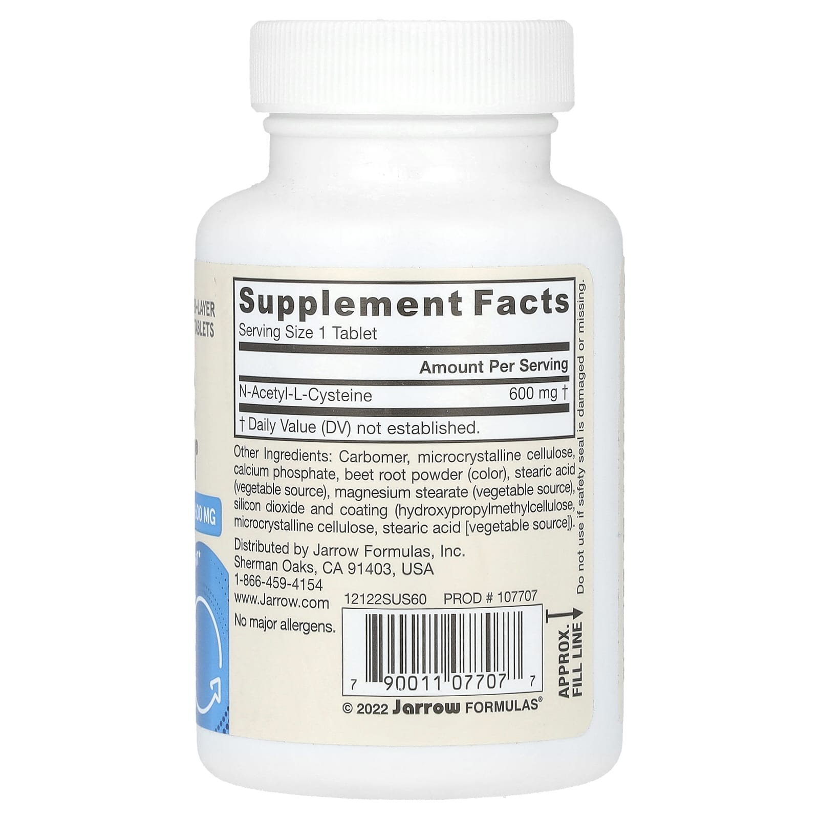 Jarrow Formulas, N-A-C (N-Acetyl-L-Cysteine) Sustain 600 mg, 60 Tablets UPC 790011077077 | HiLife Vitamins
