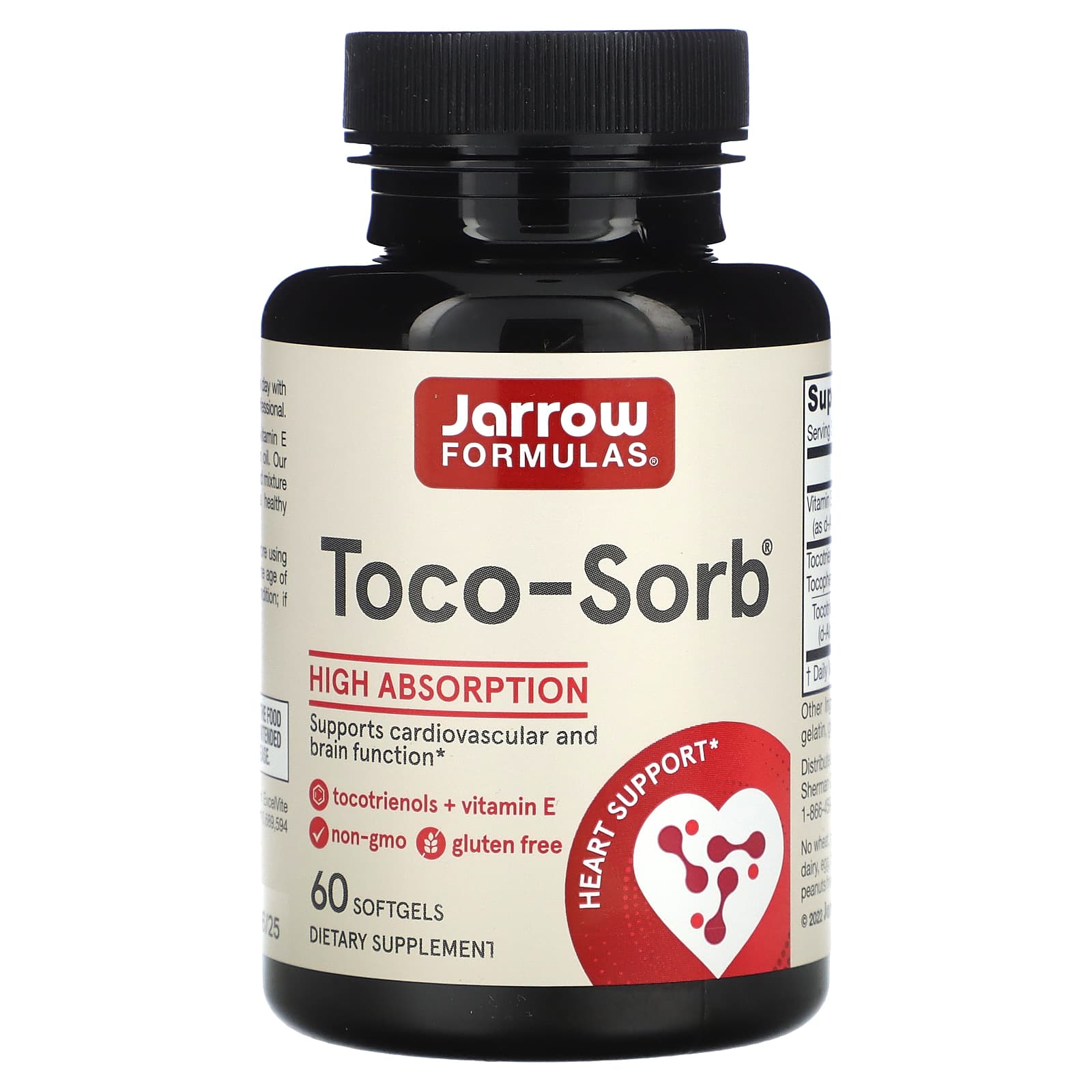 Jarrow Formulas, Toco-Sorb, Mixed Tocotrienols and Vitam, 60 Softgels UPC 790011120261 | HiLife Vitamins