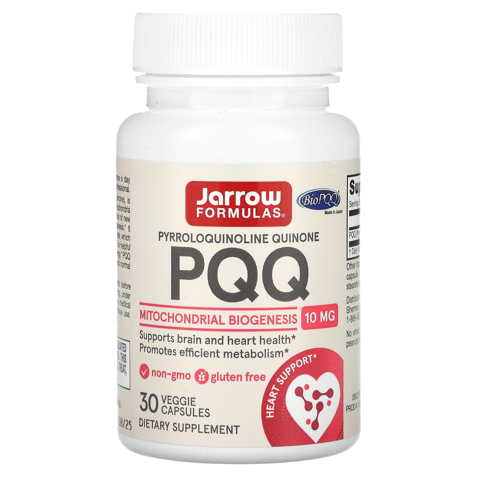 Jarrow Formulas, PQQ, 10 mg, 30 Capsules UPC 790011120315 | HiLife Vitamins