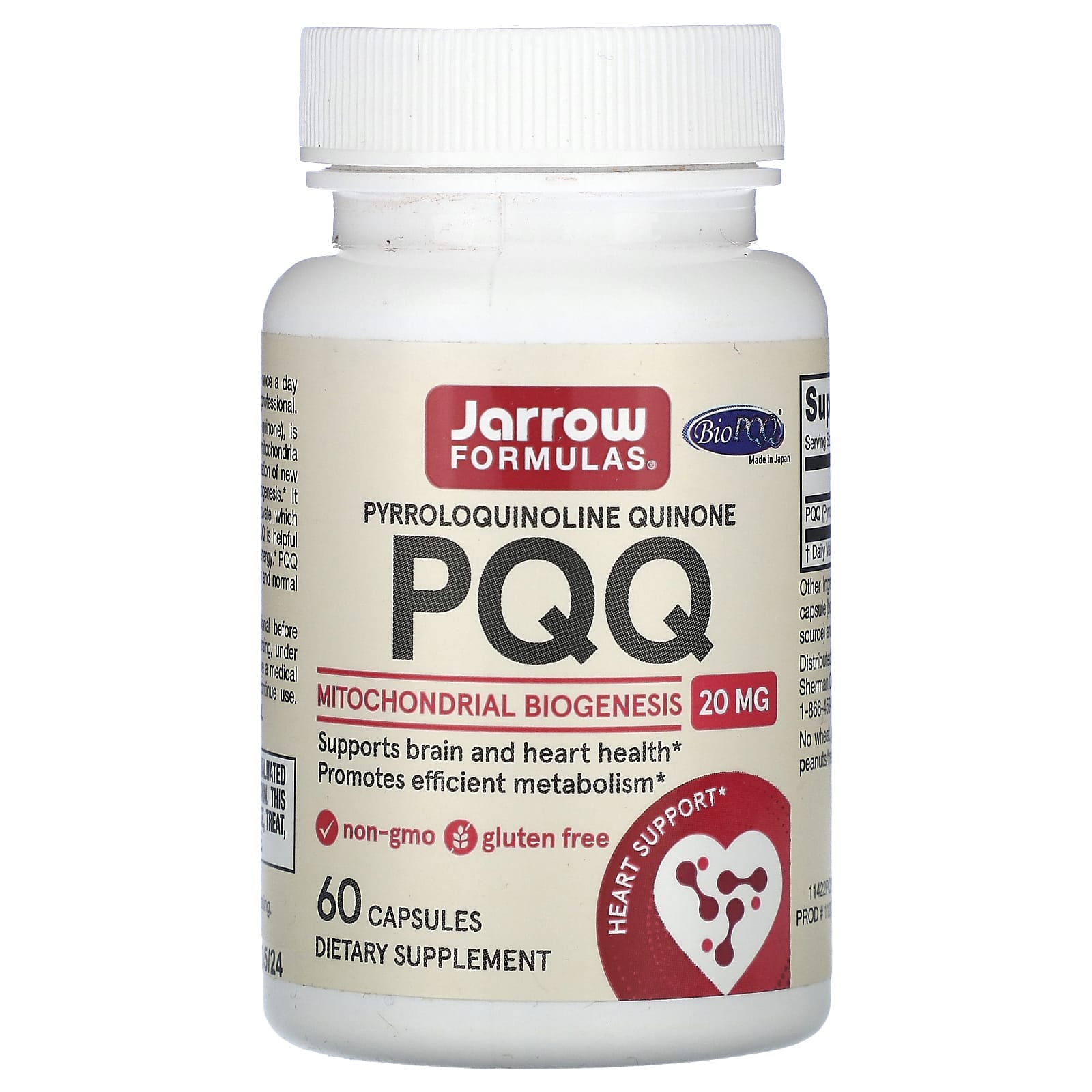 Jarrow Formulas, PQQ, 20 mg, 60 Capsules UPC 790011120346 | HiLife Vitamins