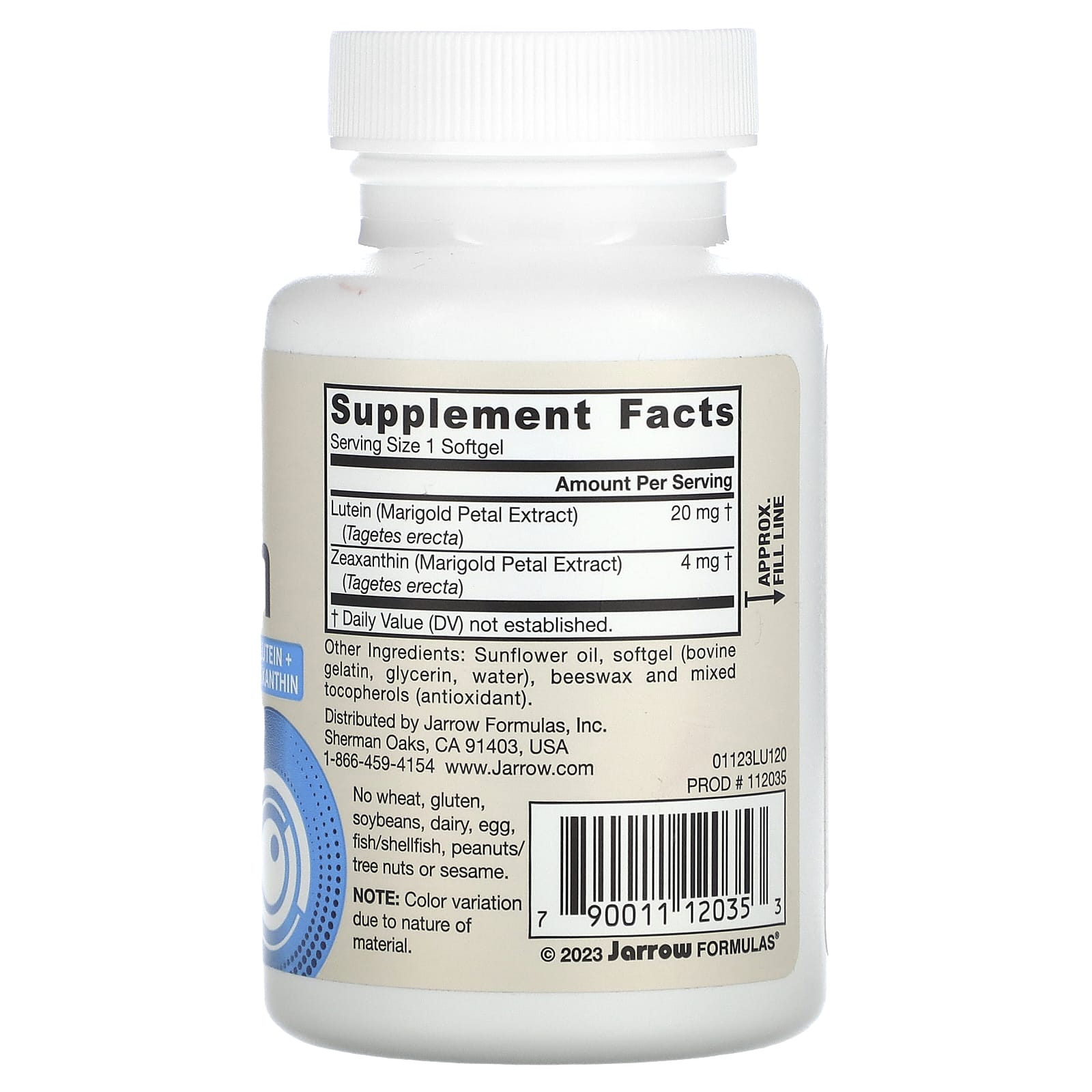 Jarrow Formulas, Lutein, 20 mg, 120 Softgels UPC 790011120353 | HiLife Vitamins