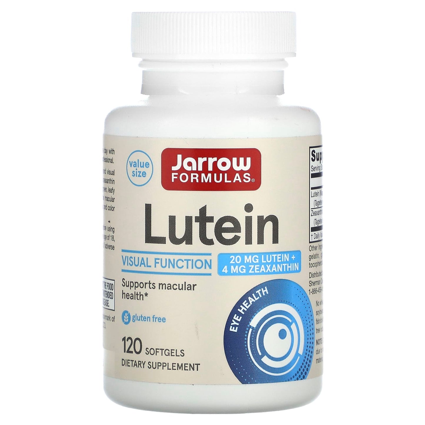 Jarrow Formulas, Lutein, 20 mg, 120 Softgels UPC 790011120353 | HiLife Vitamins