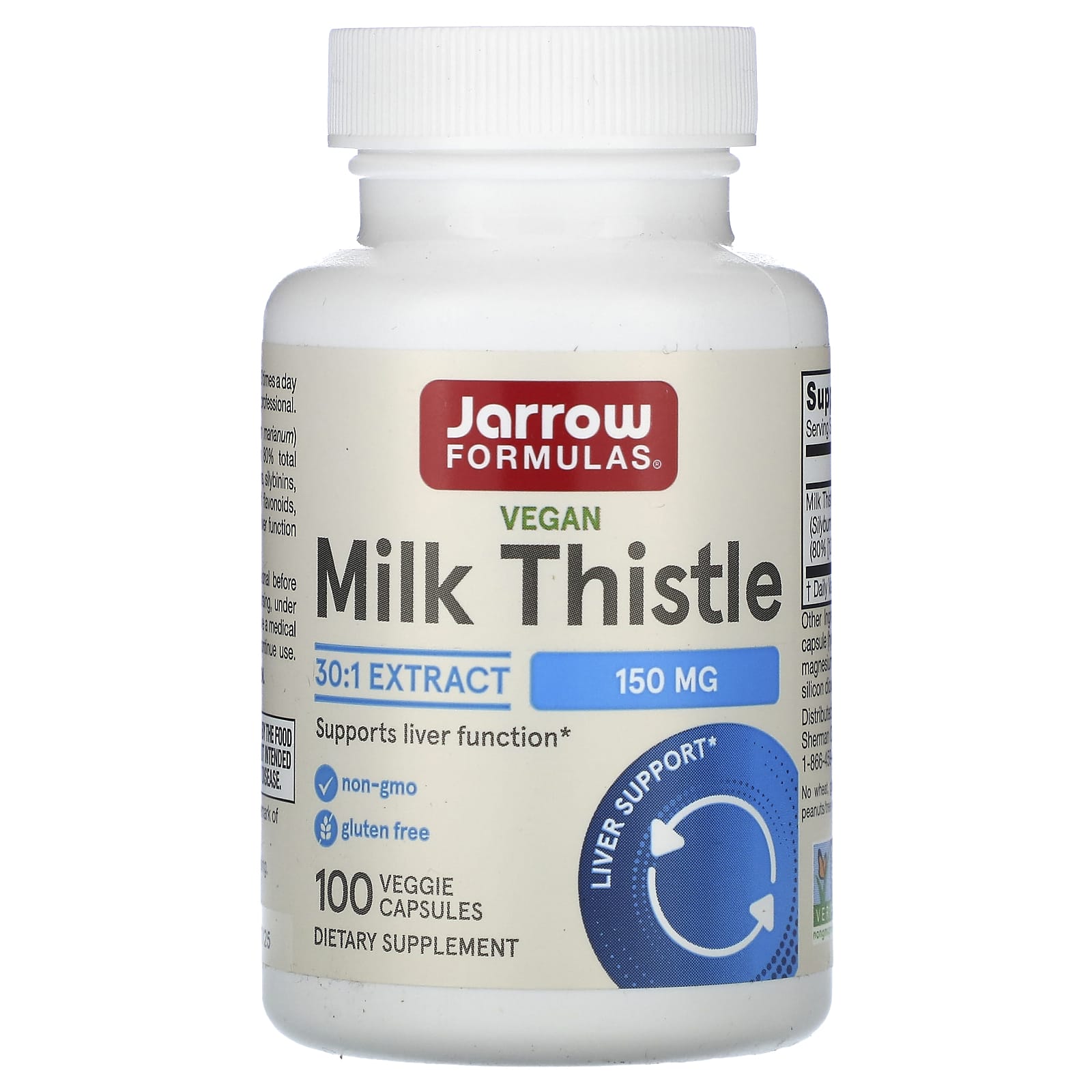 Jarrow Formulas, Standardized Milk Thistle, 150 mg, 100 Veggie Caps UPC 790011140030 | HiLife Vitamins