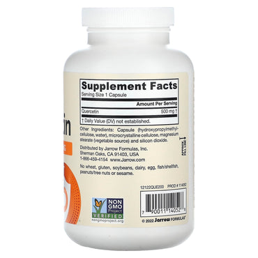 Jarrow Formulas, Quercetin, 500 mg, 200 Veggie Caps UPC 790011140528 | HiLife Vitamins