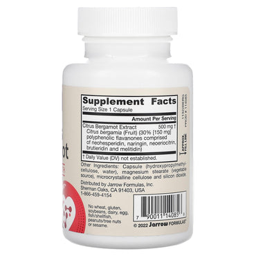 Jarrow Formulas, Citrus Bergamot, 60 Veggie Caps UPC 790011140856 | HiLife Vitamins