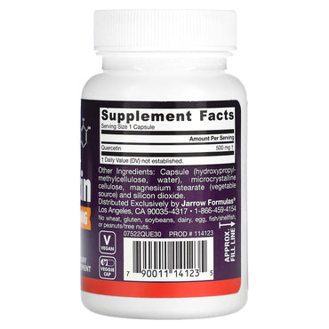 Jarrow Formulas, Quercetin 500 mg, 30 Veggie Capsules UPC 790011141235 | HiLife Vitamins