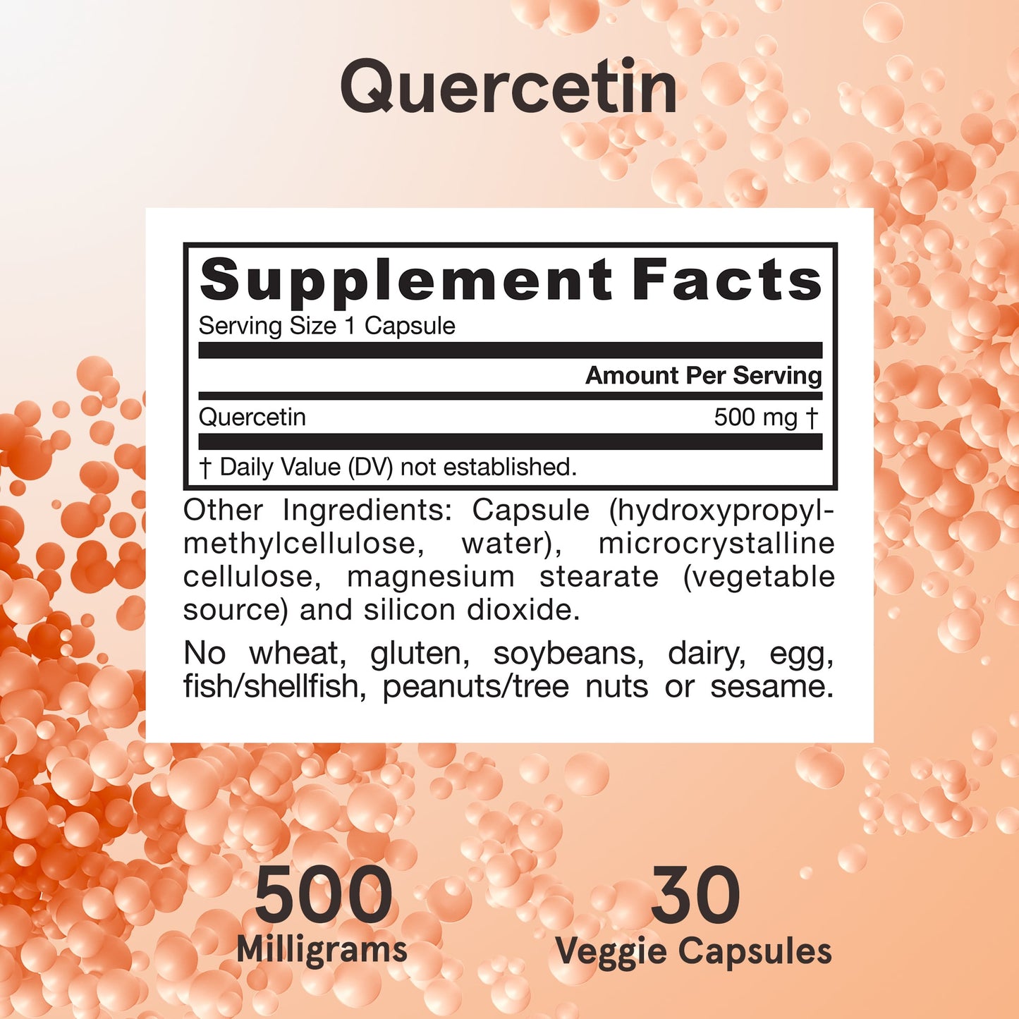 Jarrow Formulas, Quercetin 500 mg, 30 Veggie Capsules UPC 790011141235 | HiLife Vitamins