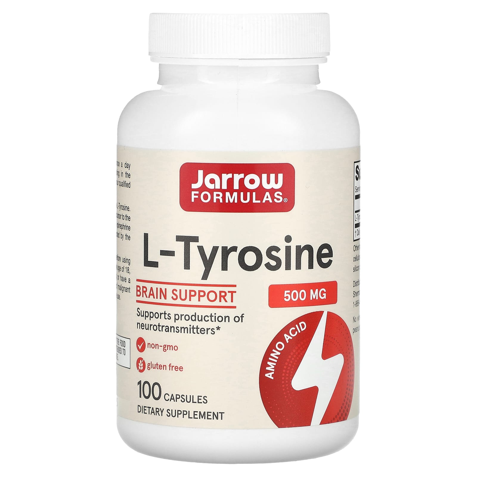 Jarrow Formulas, L-Tyrosine, 500 mg, 100 Capsules UPC 790011150015 | HiLife Vitamins