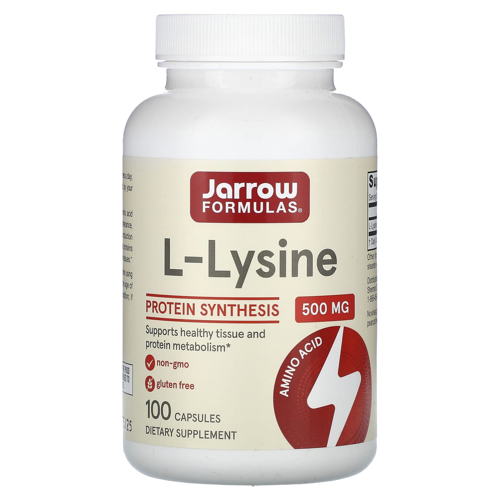 Jarrow Formulas, L-Lysine, 500 mg, 100 Capsules UPC 790011150046 | HiLife Vitamins