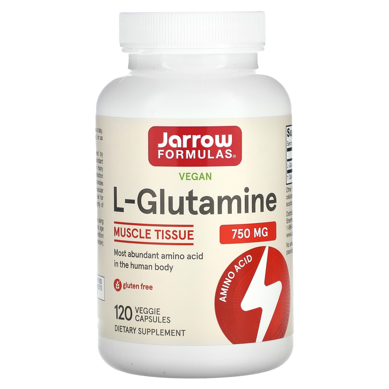 Jarrow Formulas, L-Glutamine, 750 mg, 120 Capsules UPC 790011150121 | HiLife Vitamins