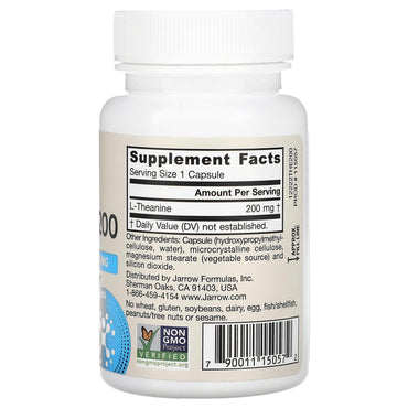 Jarrow Formulas, Theanine 200, 200 mg, 60 Veggie Caps UPC 790011150572 | HiLife Vitamins