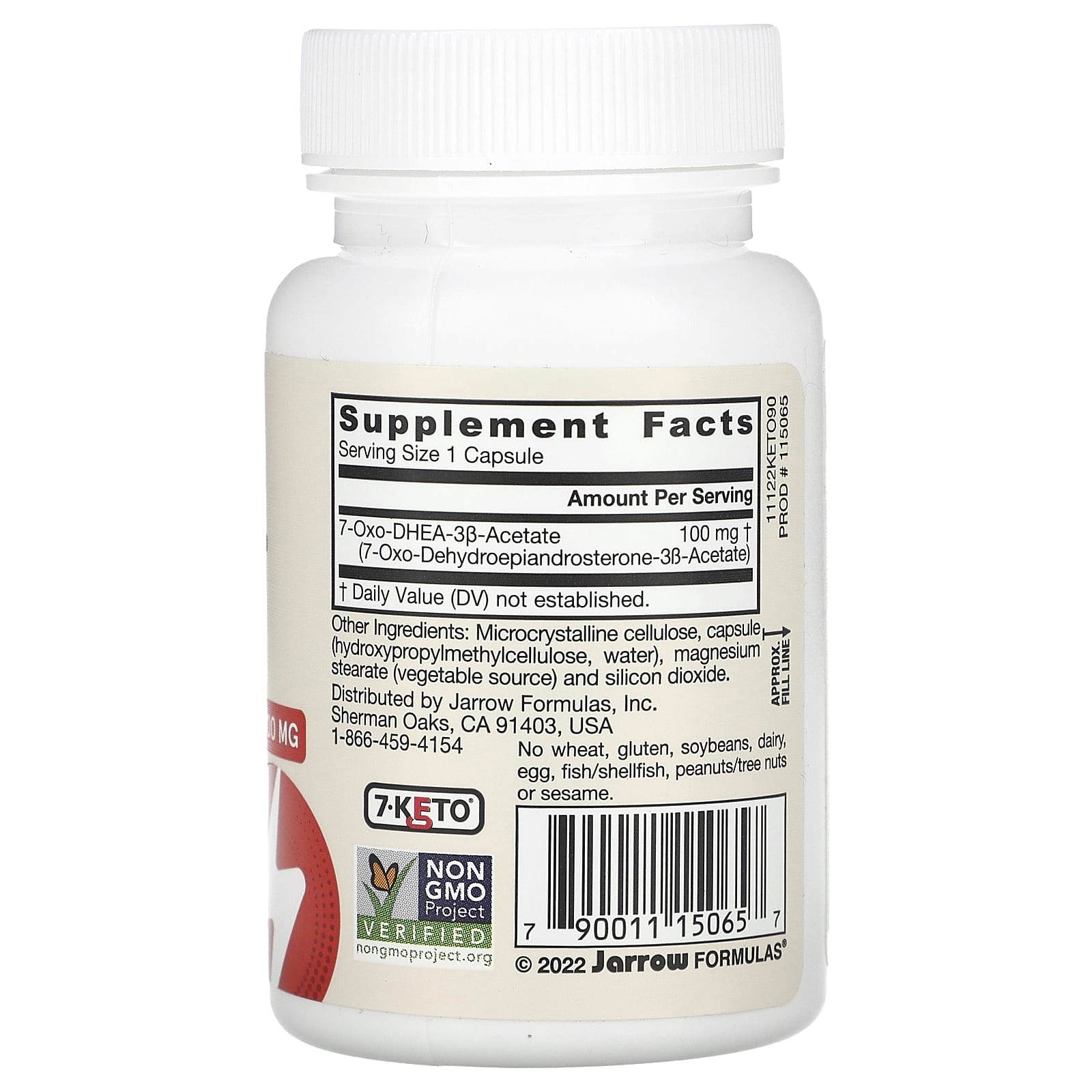 Jarrow Formulas, 7-Keto DHEA, 100 mg, 90 Capsules UPC 790011150657 | HiLife Vitamins
