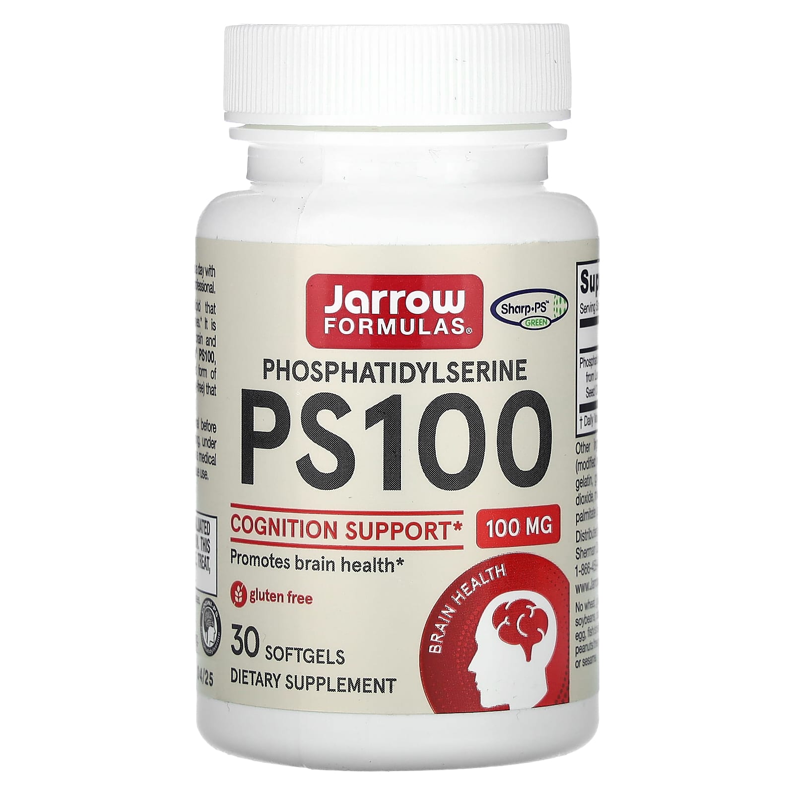 Jarrow Formulas, PS 100, Phosphatidylserine, 100 mg, 30 Softgels UPC 790011160052 | HiLife Vitamins