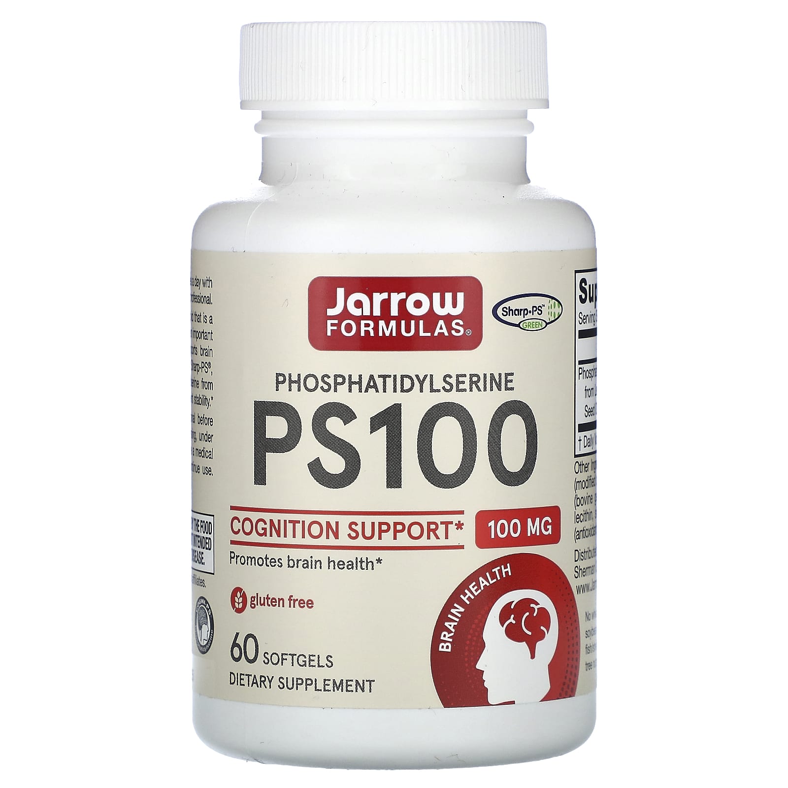 Jarrow Formulas, PS100, Phosphatidylserine, 100 mg, 60 Softgels UPC 790011160069 | HiLife Vitamins