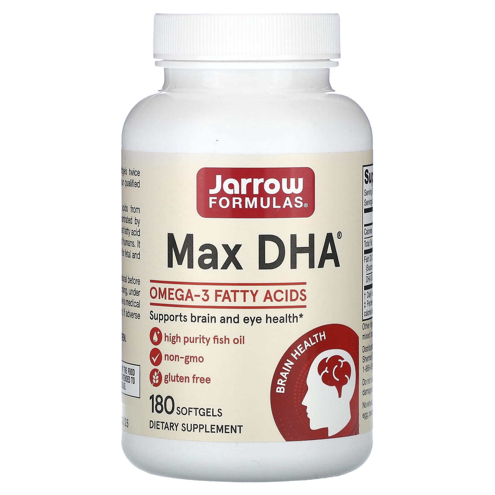 Jarrow Formulas, Max DHA, 180 Softgels UPC 790011160182 | HiLife Vitamins