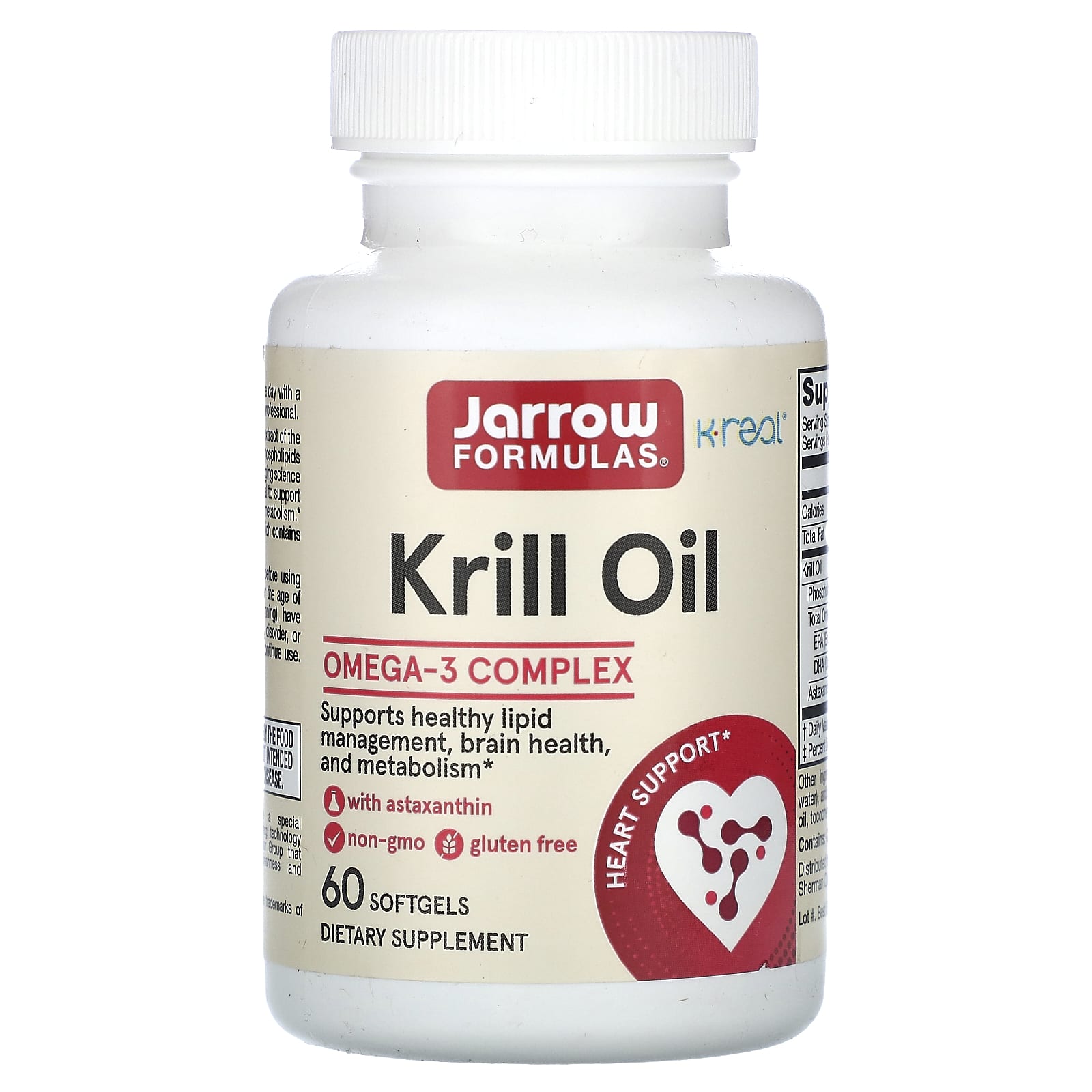 Jarrow Formulas, Krill Oil, 60 Softgels UPC 790011160274 | HiLife Vitamins