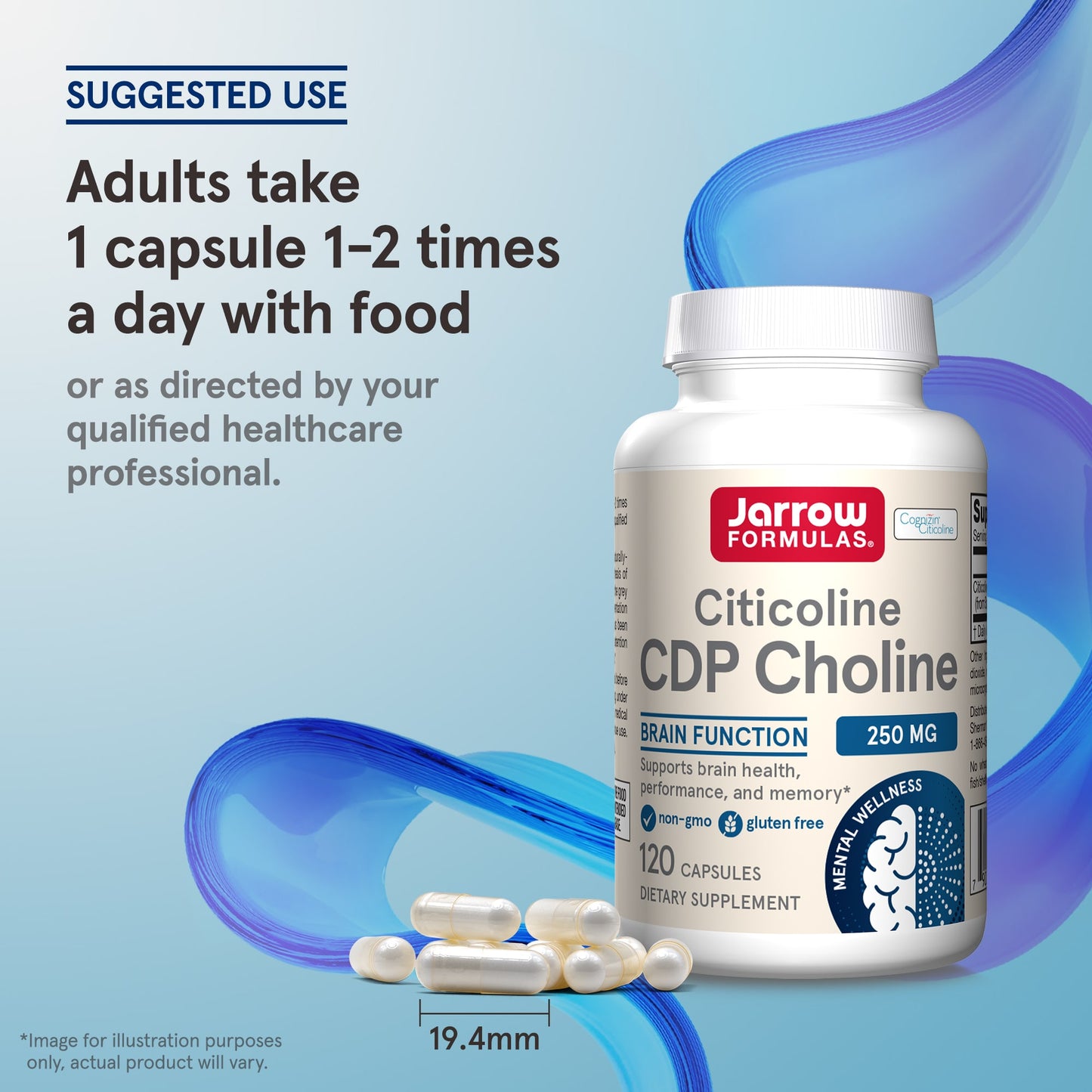 Jarrow Formulas, Citicoline, CDP Choline, 250 mg, 120 Capsules UPC 790011180142 | HiLife Vitamins