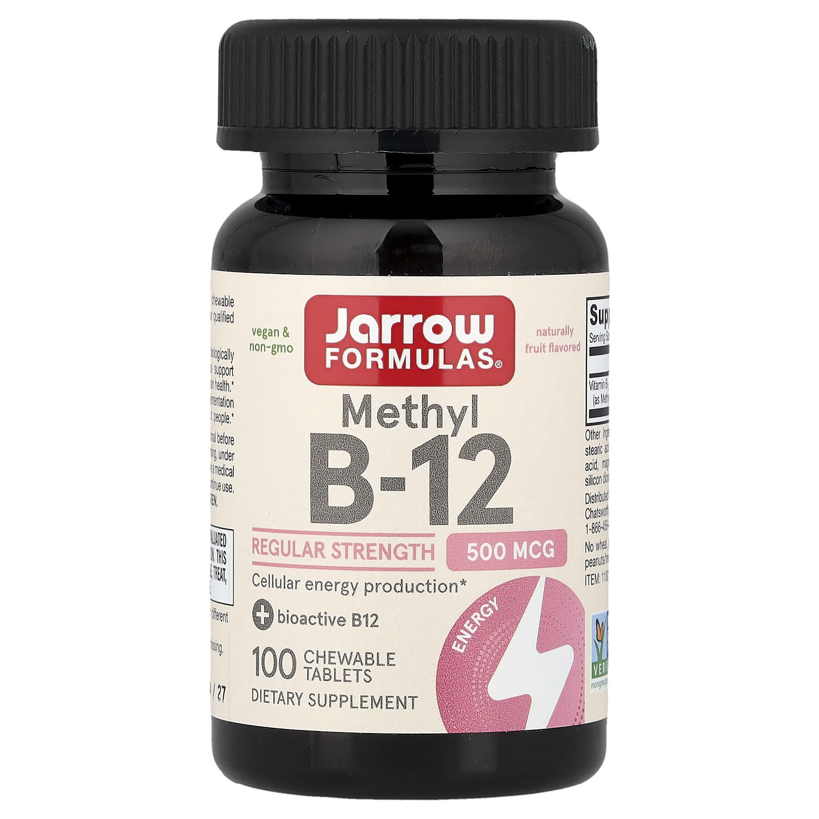 Jarrow Formulas, Methyl B-12, Cherry , 500 mcg, 100 Lozenges UPC 790011180159 | HiLife Vitamins
