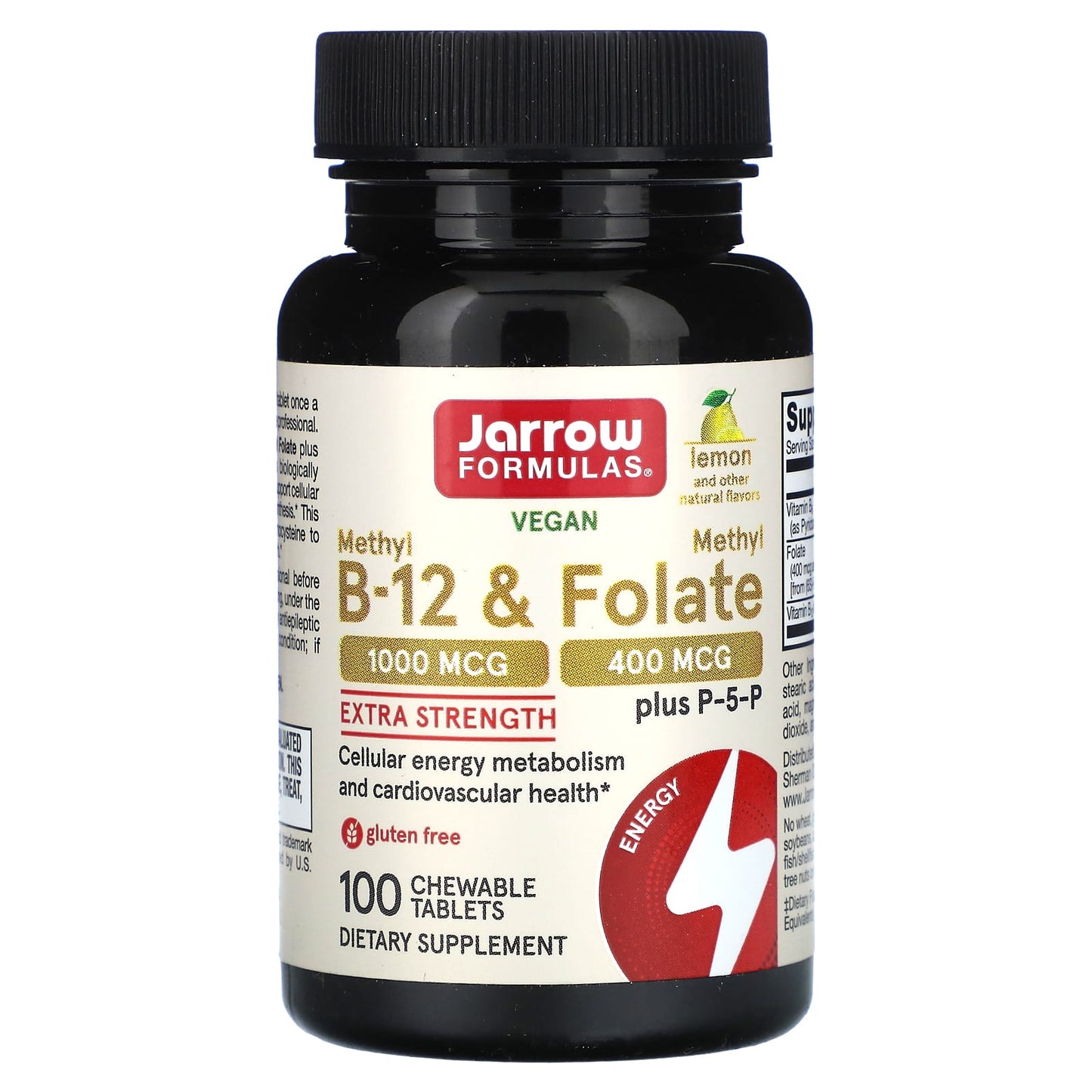 Jarrow Formulas, Methyl B-12 & Methyl Folate, Lemon Flavored, 100 Lozenges UPC 790011180180 | HiLife Vitamins