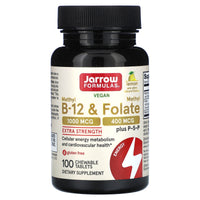 Jarrow Formulas, Methyl B-12 & Methyl Folate, Lemon Flavored, 100 Lozenges UPC 790011180180 | HiLife Vitamins