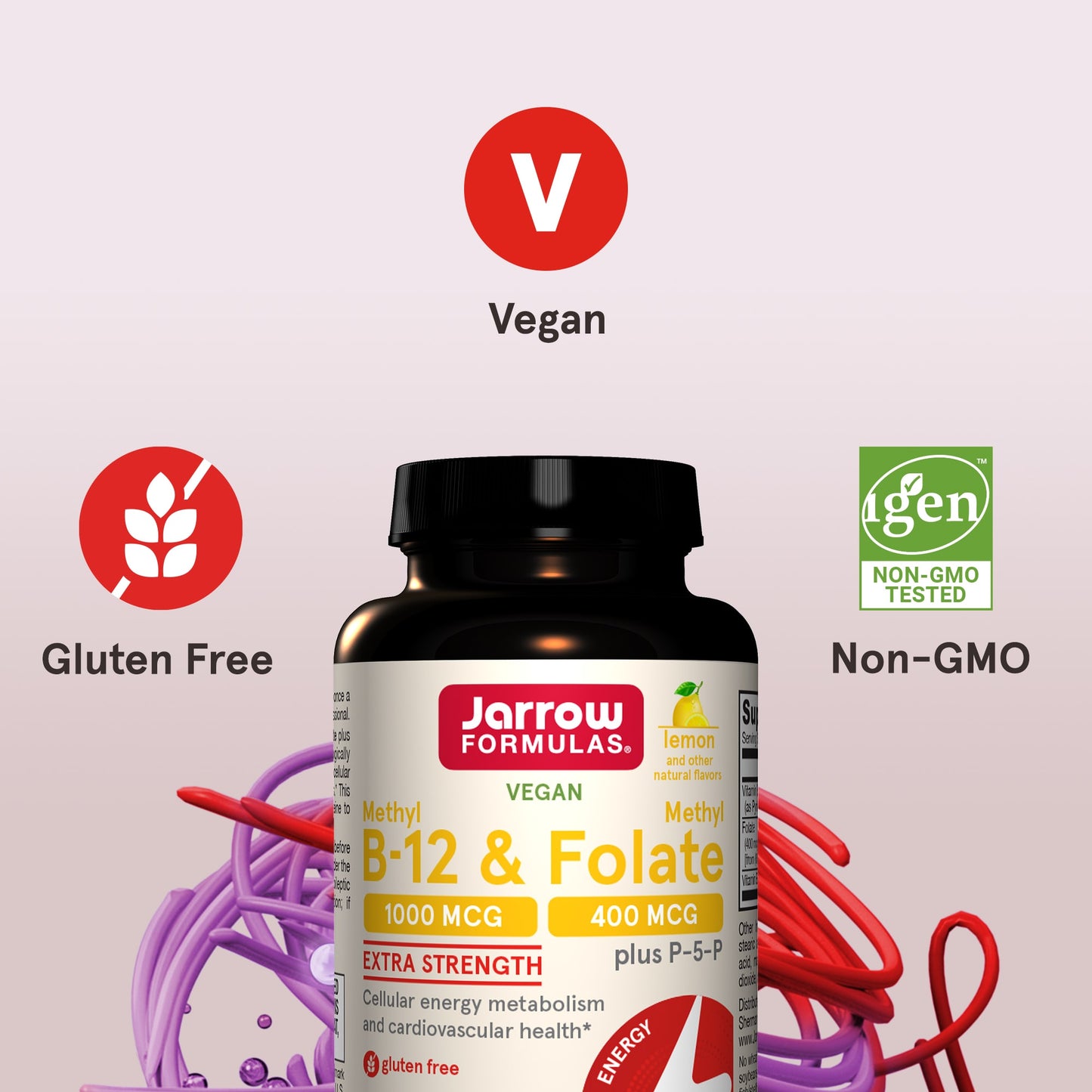 Jarrow Formulas, Methyl B-12 & Methyl Folate, Lemon Flavored, 100 Lozenges UPC 790011180180 | HiLife Vitamins
